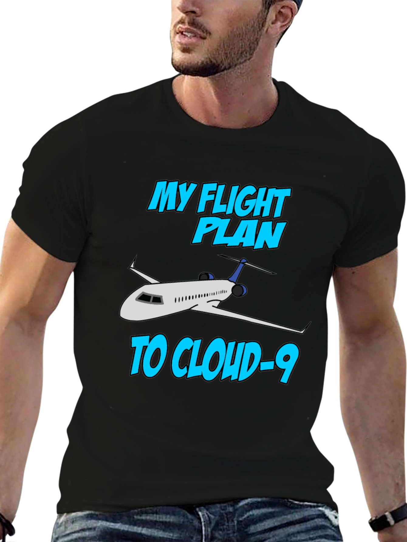 Black Flight Plan to Cloud-9 T-Shirt view 6