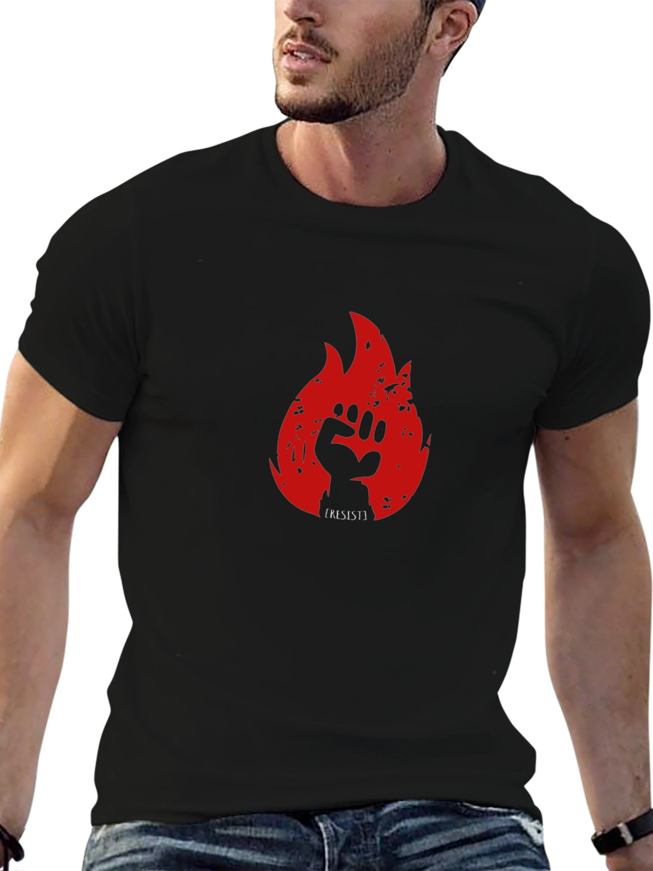 Black Resist Flame Graphic Tee - Black view 6