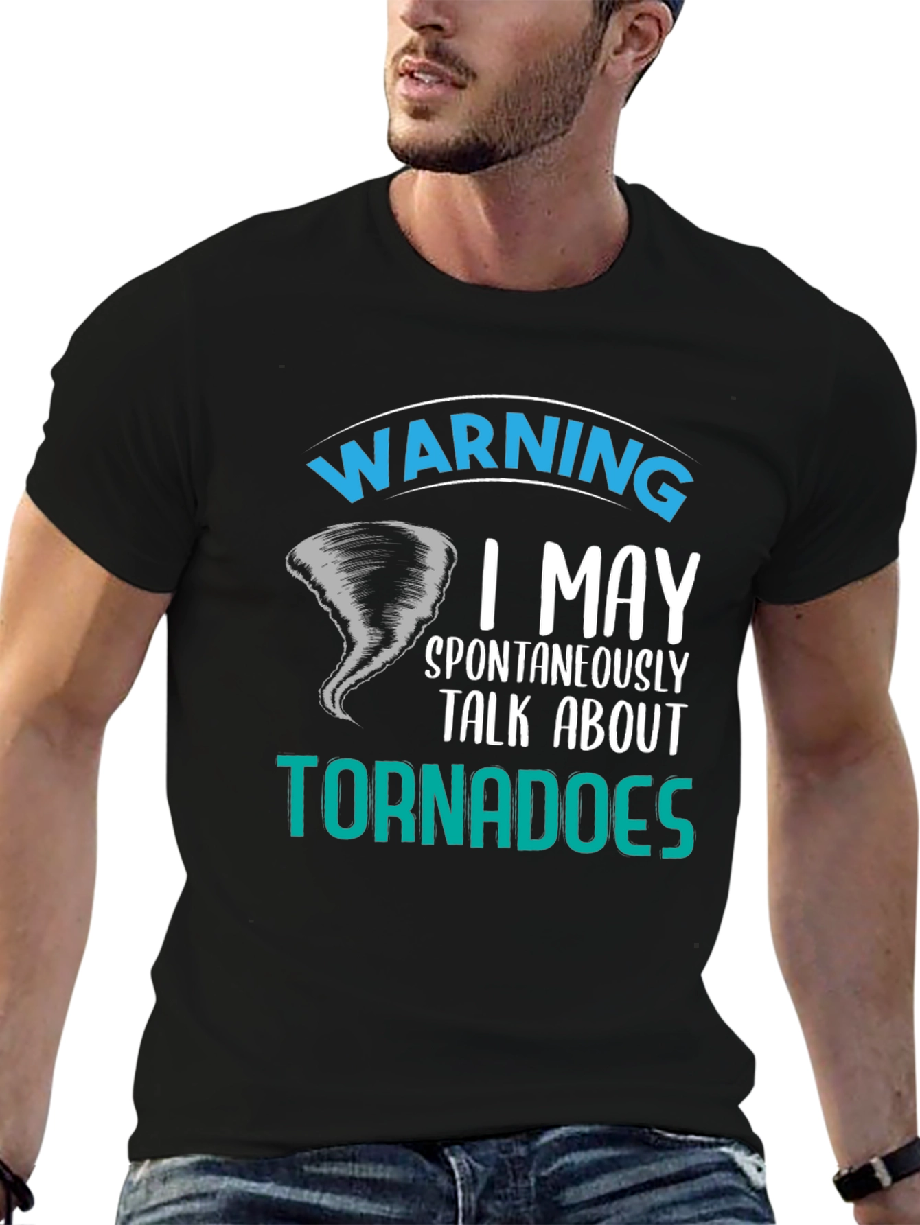 Black Warning Tornadoes Men's T-Shirt view 6