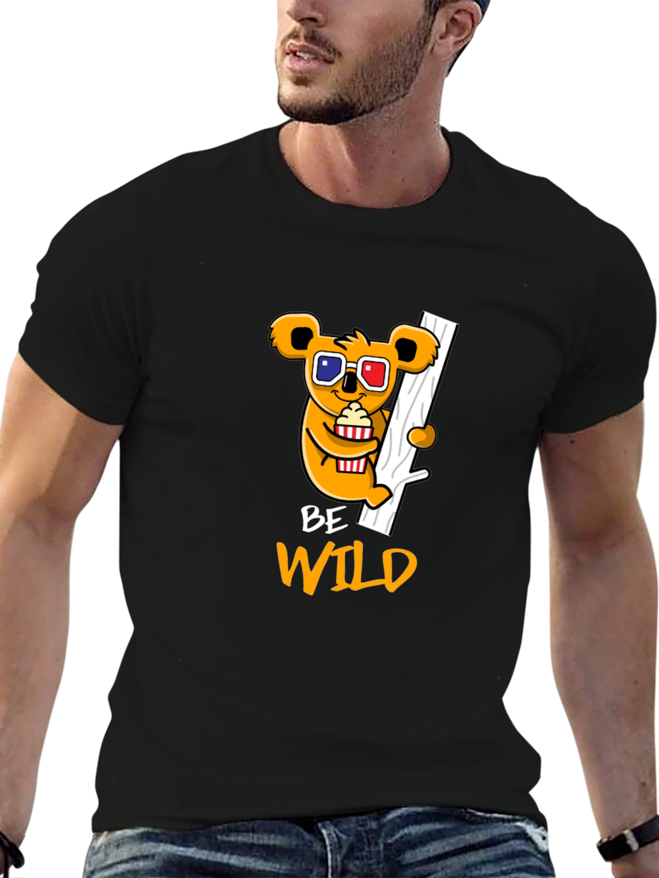 Black Be Wild Graphic Tee - Koala Bear Design view 6