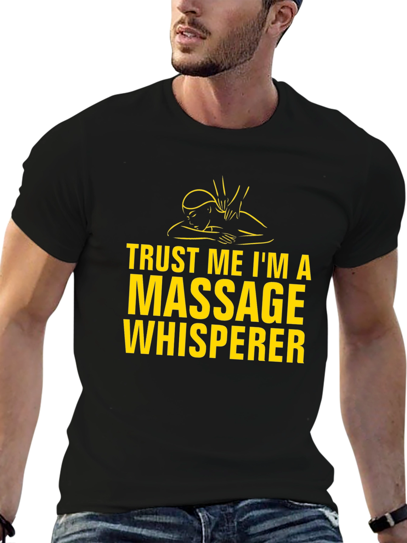 Black Massage Whisperer Graphic Tee - Black T-Shirt view 6
