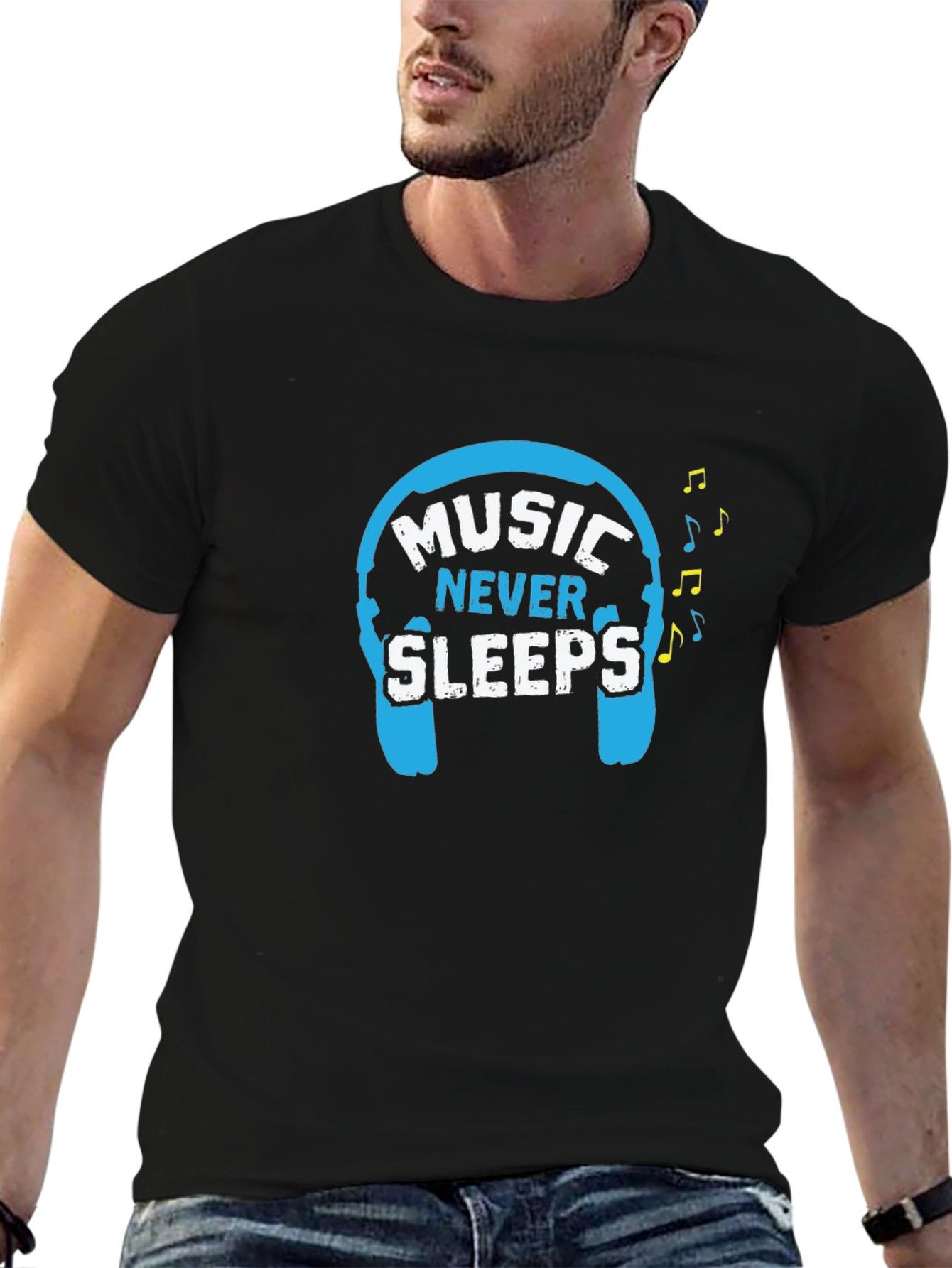 Black Music Never Sleeps Graphic T-Shirt view 6