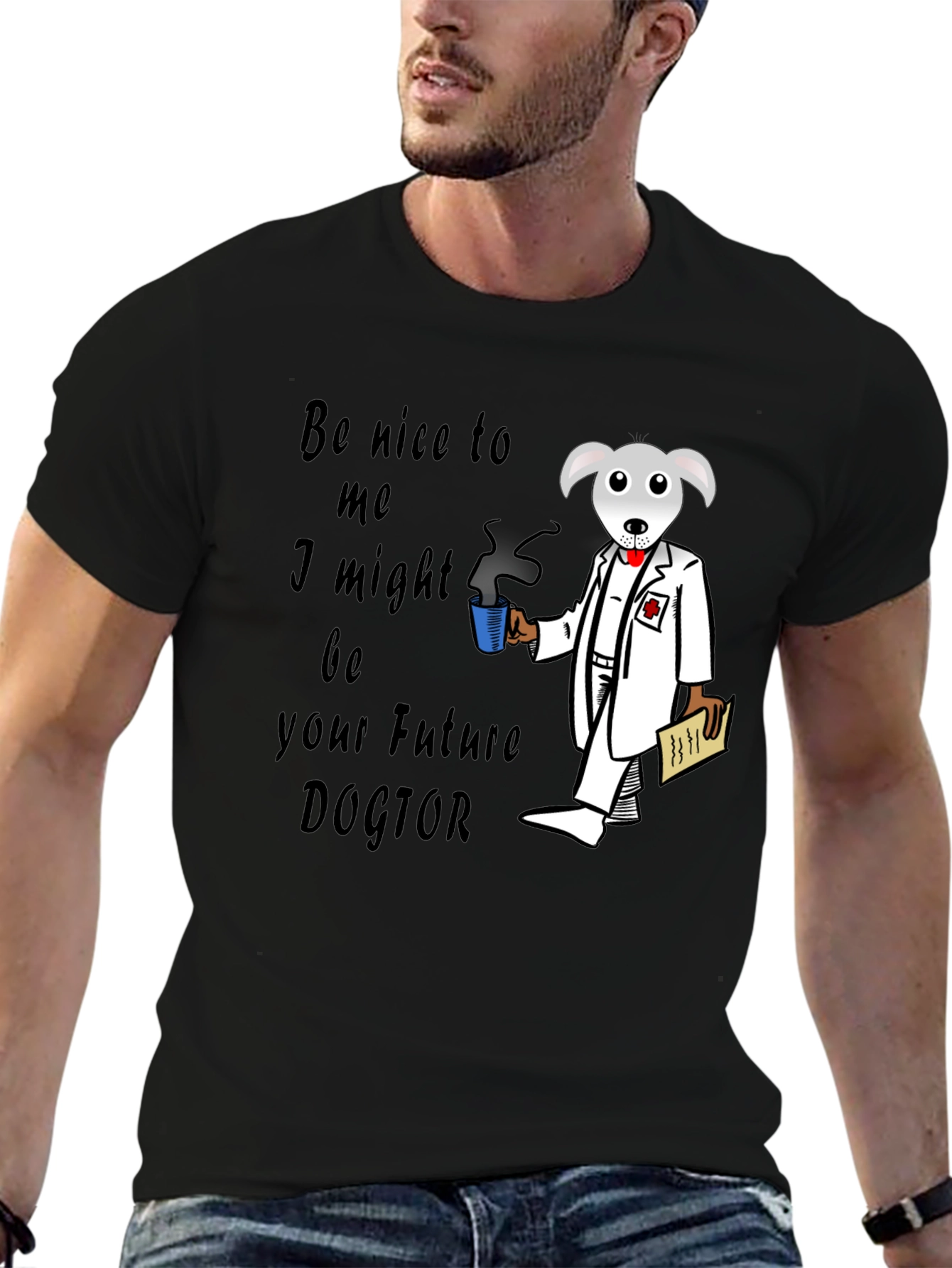 Black Future Doctor Dog T-Shirt view 6