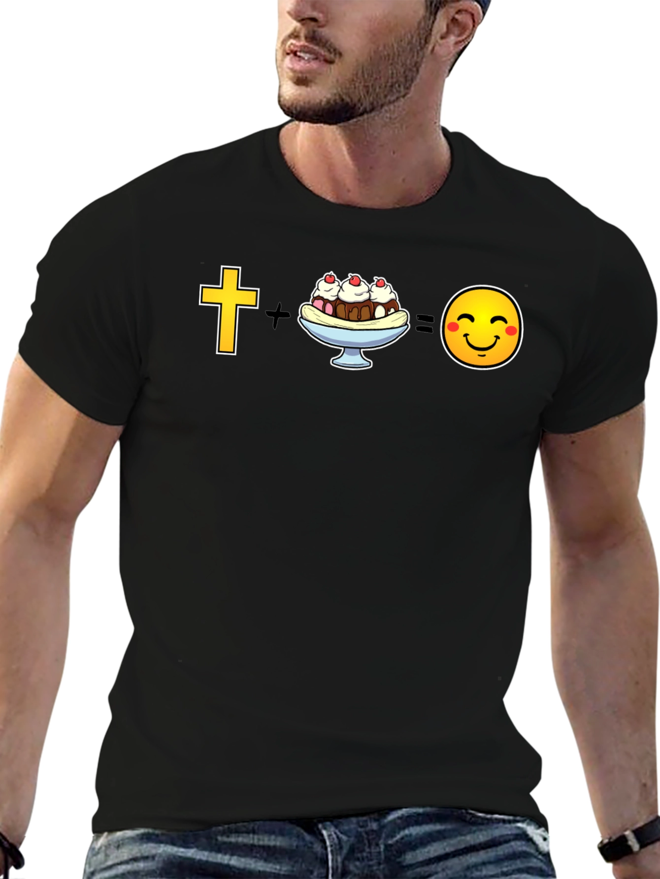 Black Christian Ice Cream = Happy T-Shirt view 6