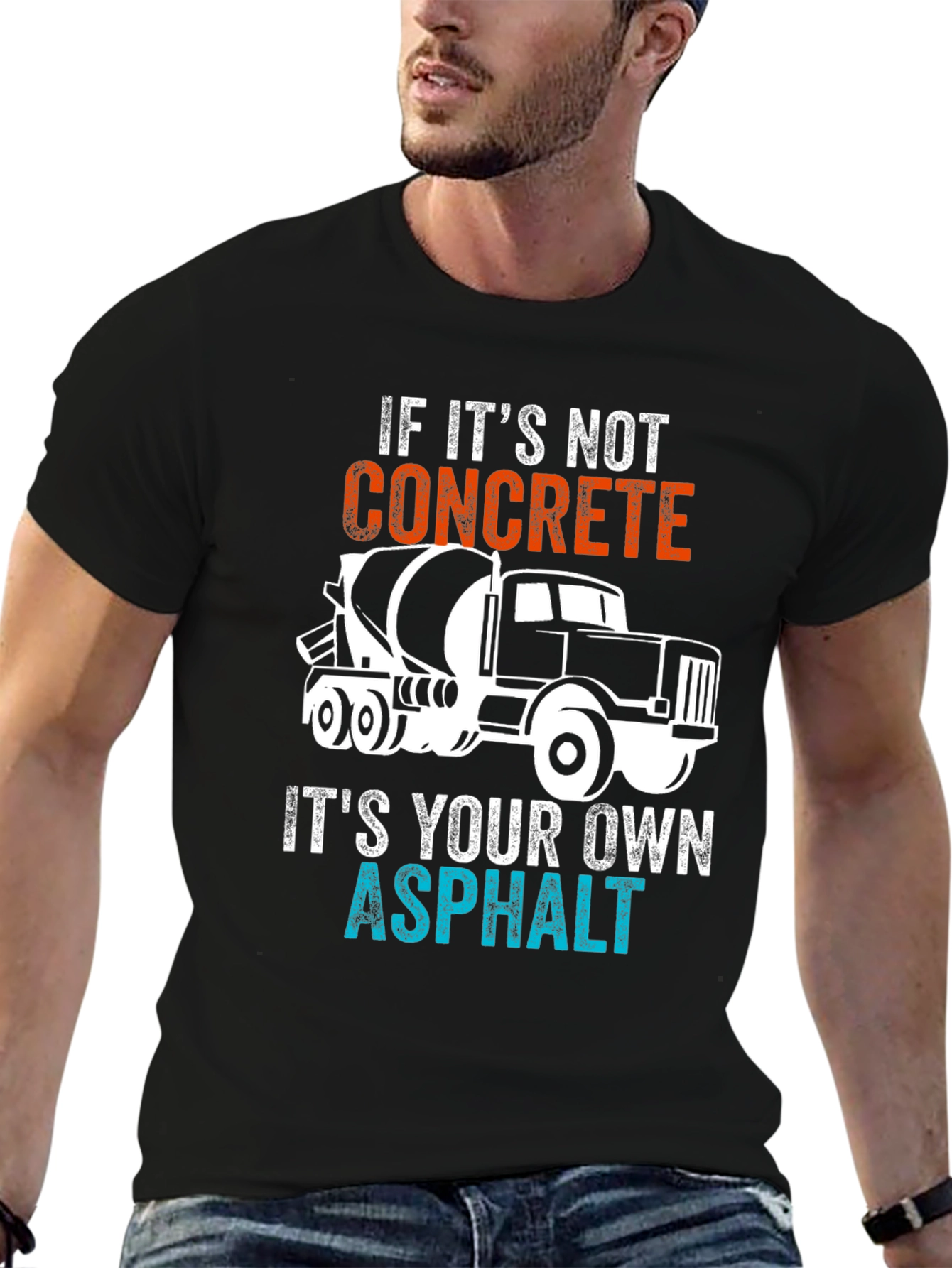 Black Concrete Truck Asphalt T-Shirt view 6