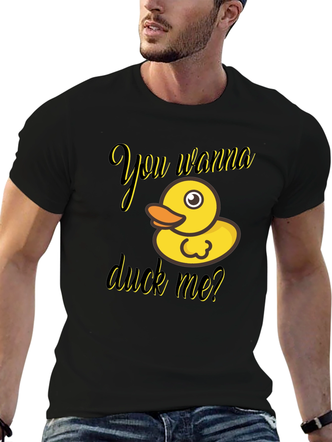Black You Wanna Duck Me? Novelty T-Shirt view 6