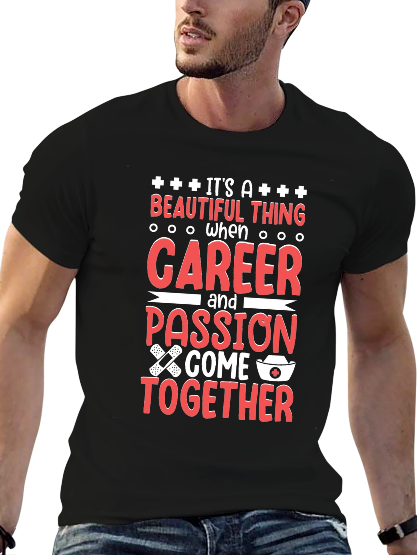 Black Career & Passion Tee - Nurse Appreciation view 6