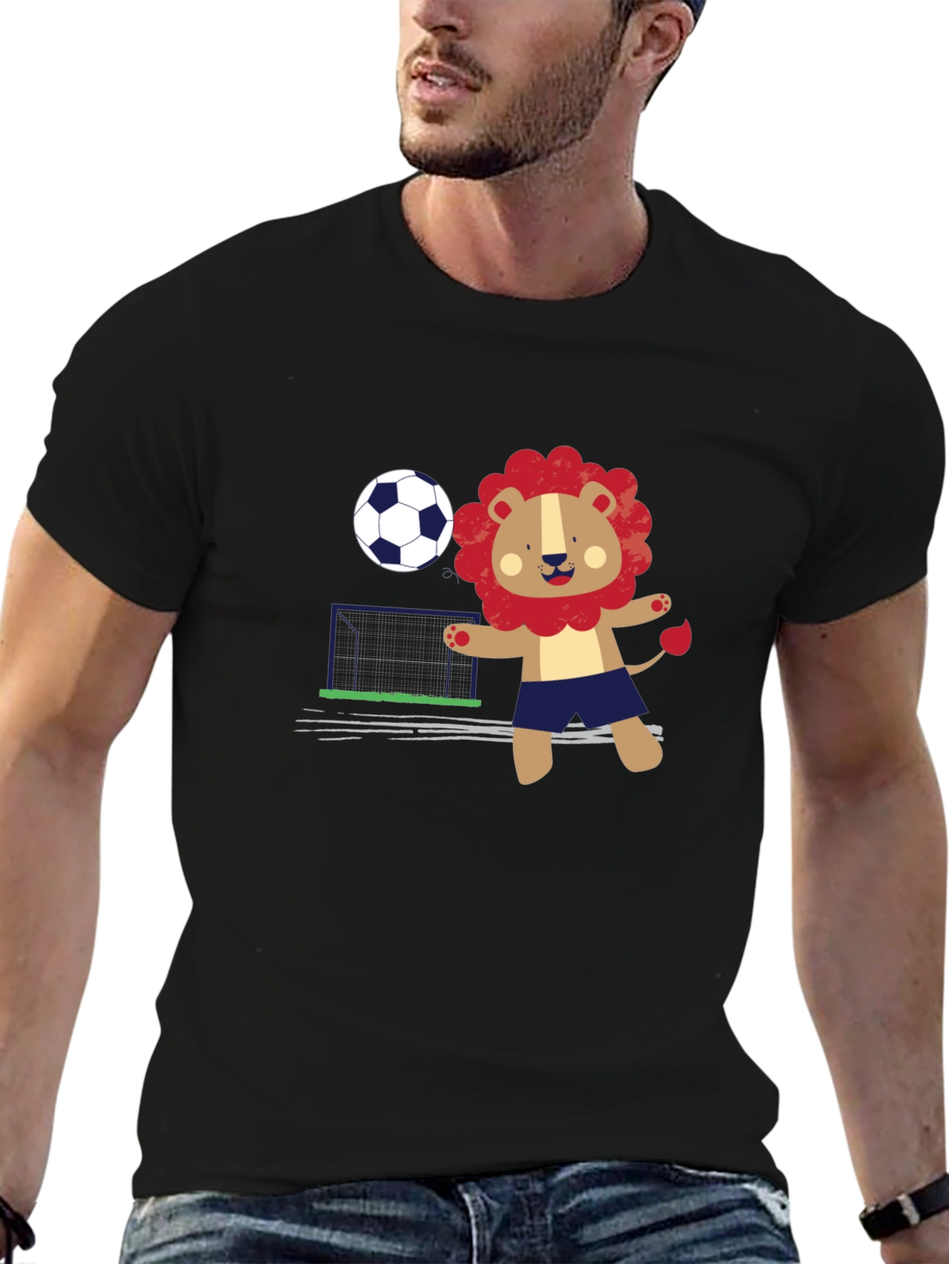 Black Lion Soccer T-Shirt - Fun Graphic Tee view 6