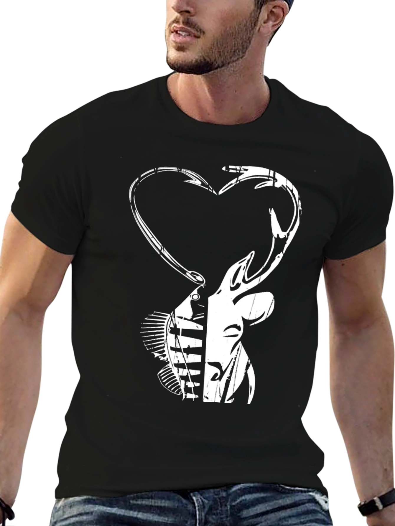 Black Fishing and Hunting T-Shirt view 6