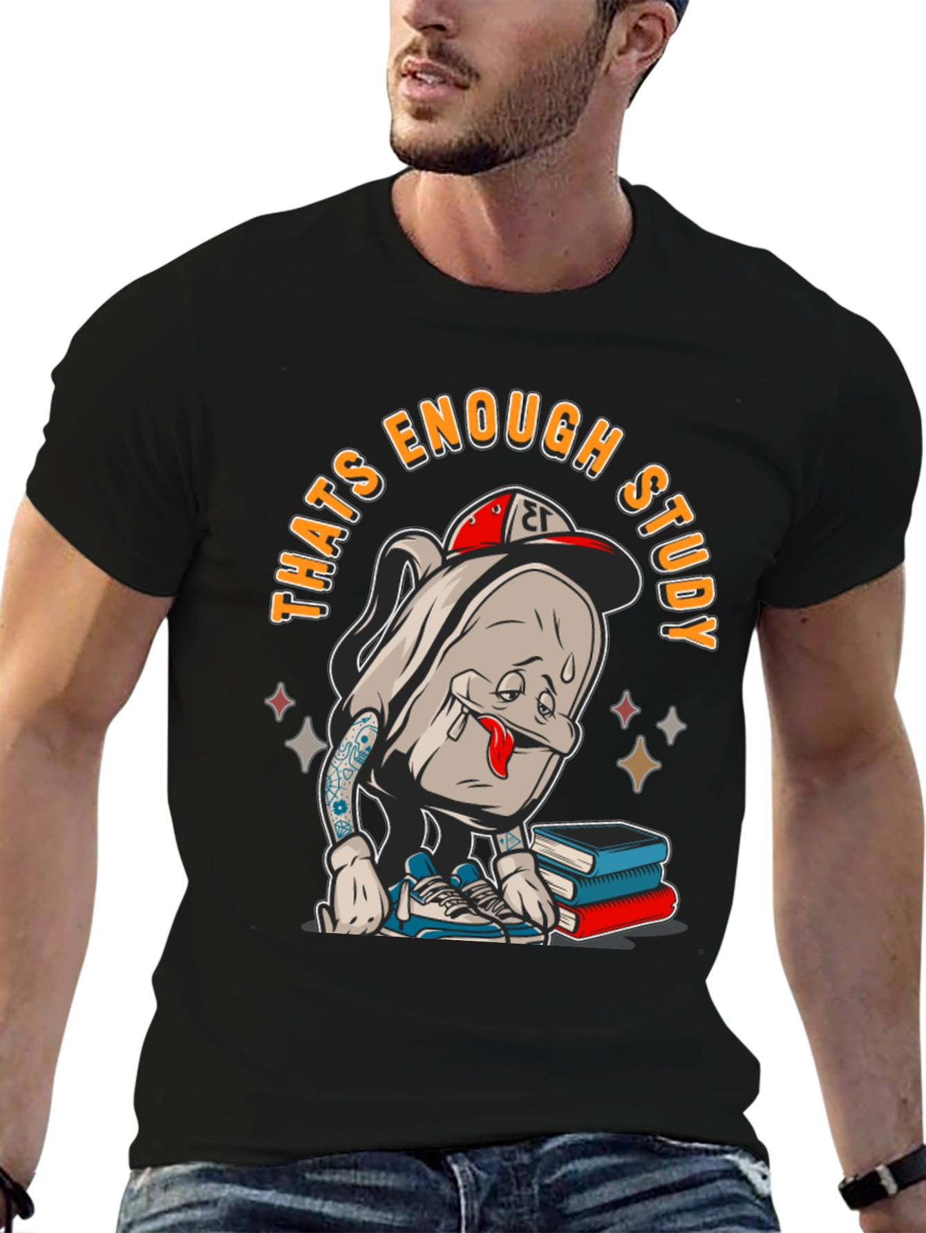 Black That's Enough Study T-Shirt view 6