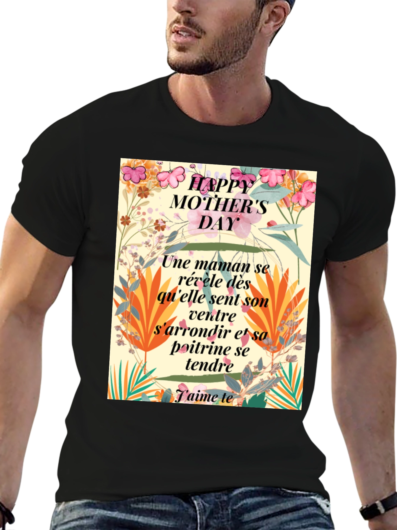 Floral Happy Mother's Day T-Shirt - French Text Design - 6