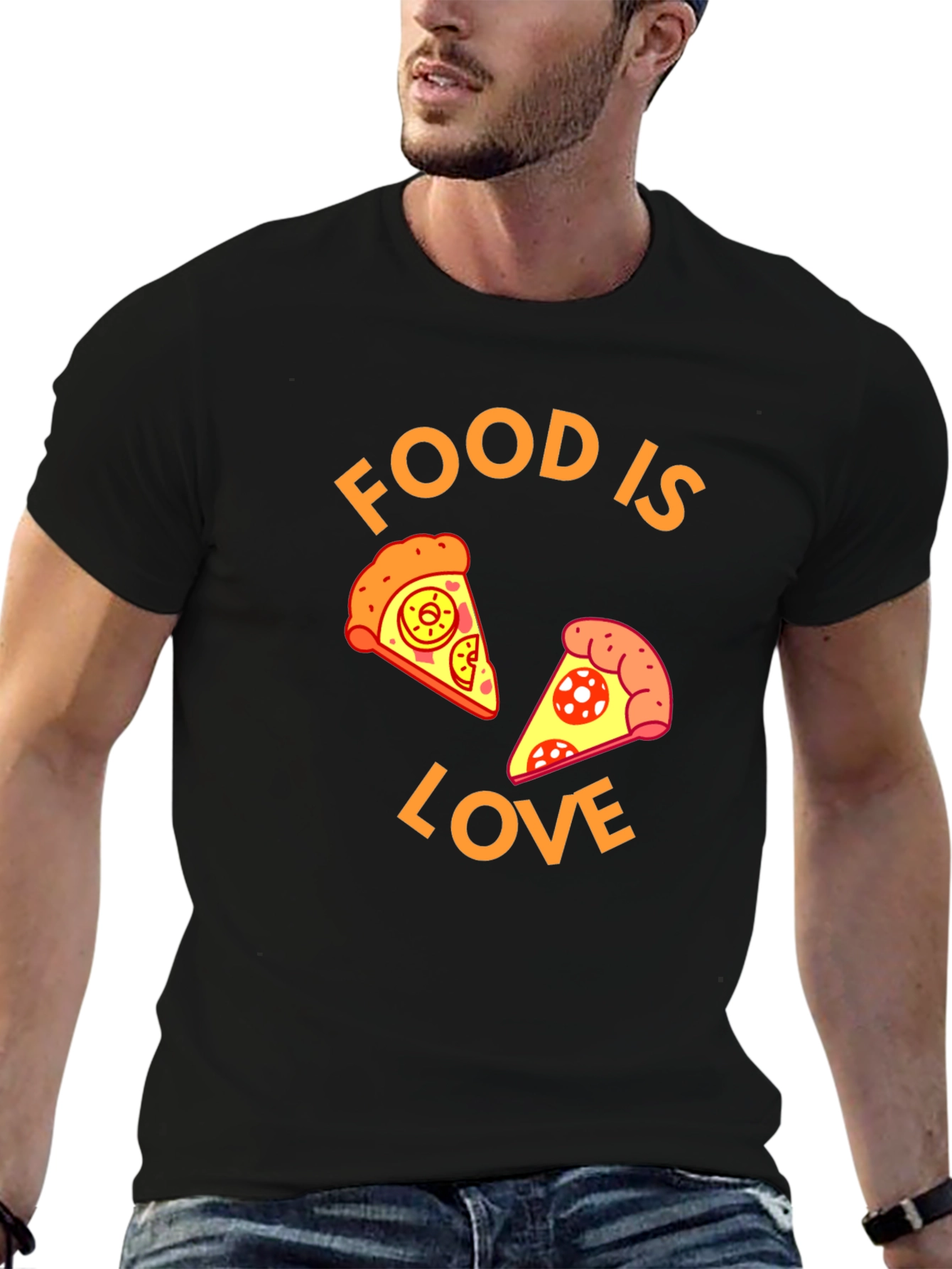 Black Food is Love Pizza Graphic Tee view 6