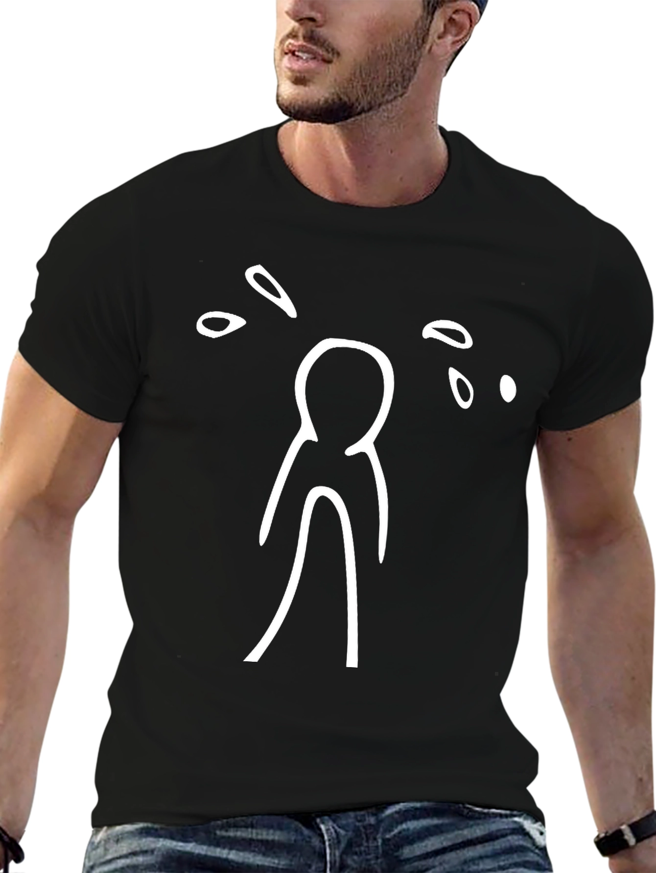 Black Unique Graphic Black T-Shirt view 6