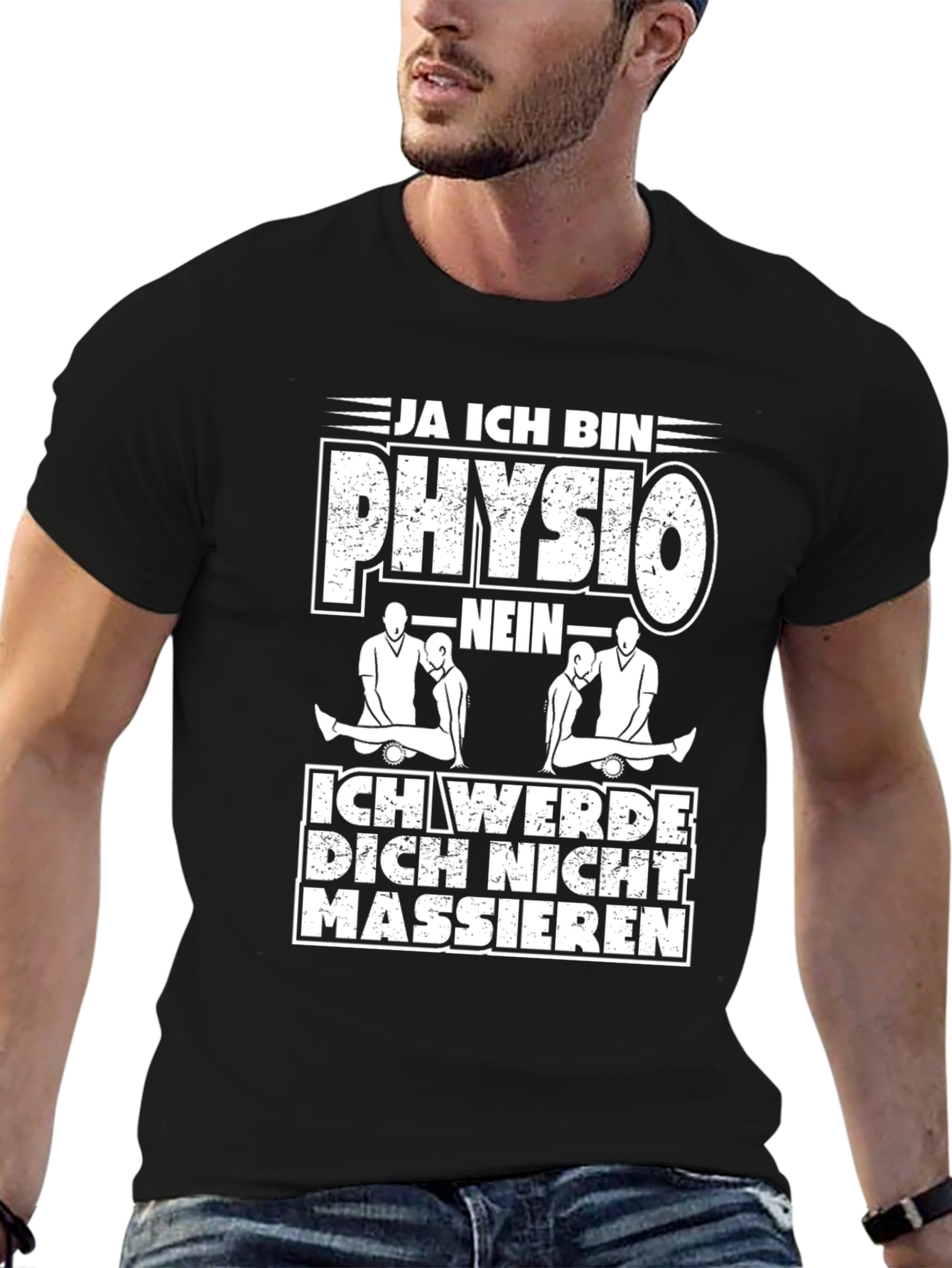 Black Physio T-Shirt: I Am A Physio, I Won't Massage You view 6