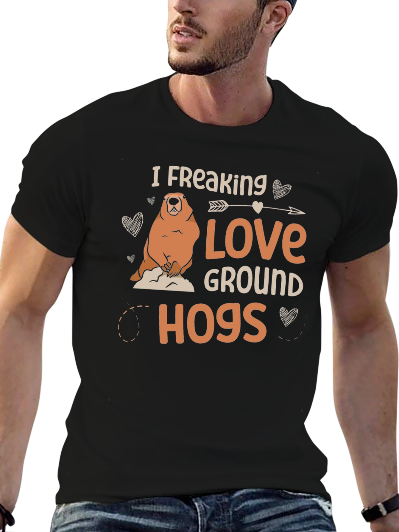 Black I Freaking Love Groundhogs Black T-Shirt view 6