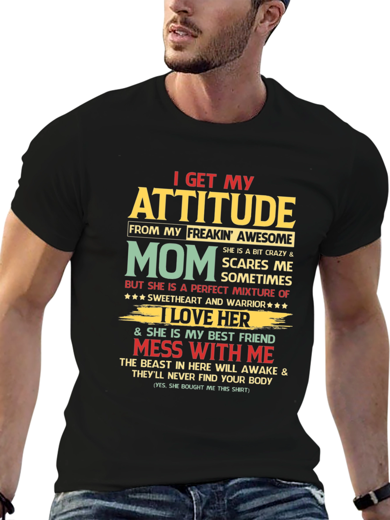 Black I Get My Attitude From My Mom Graphic T-Shirt view 6