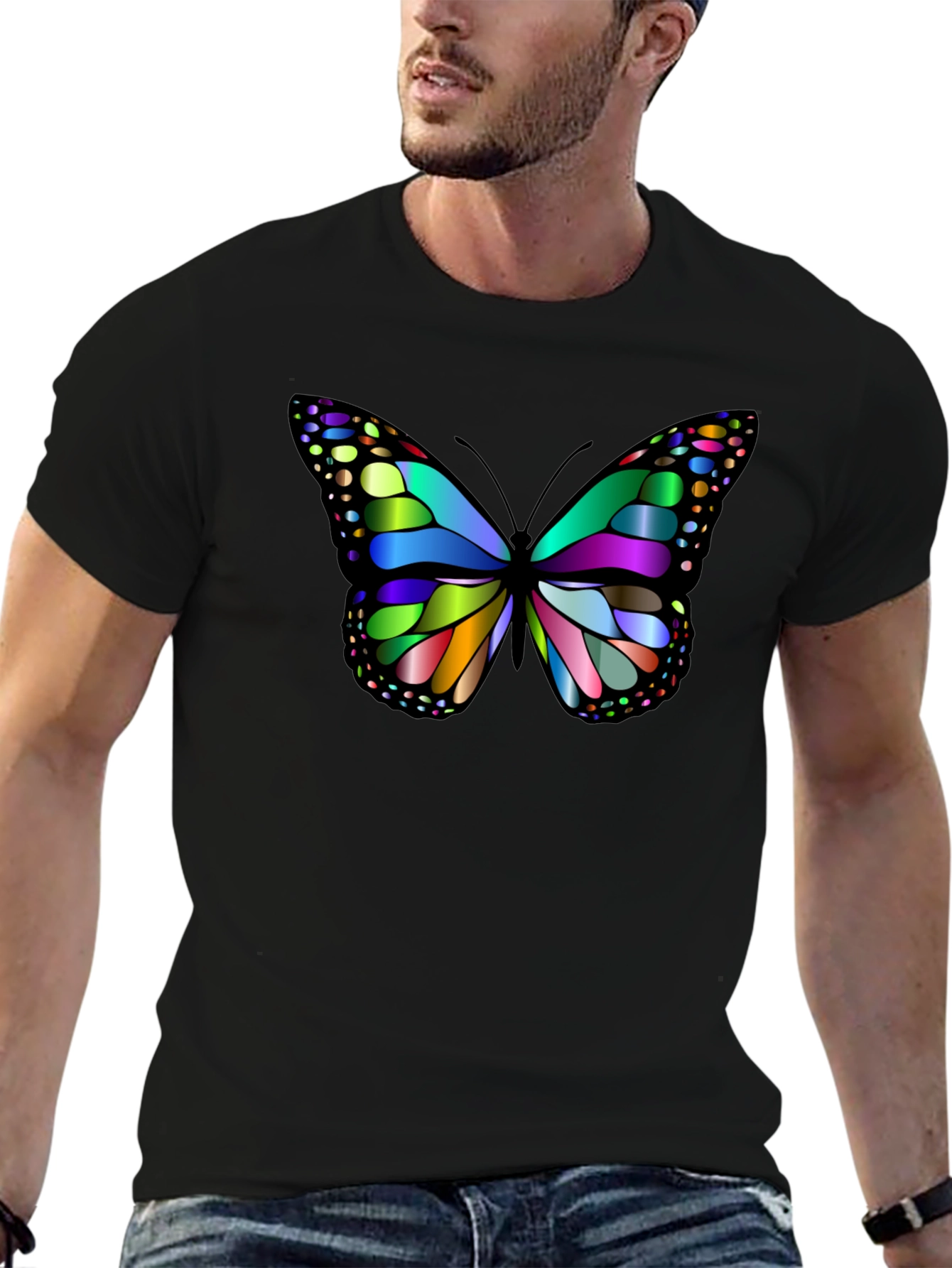 Black Butterfly Graphic Tee - Vivid Colors, Soft Fabric view 6