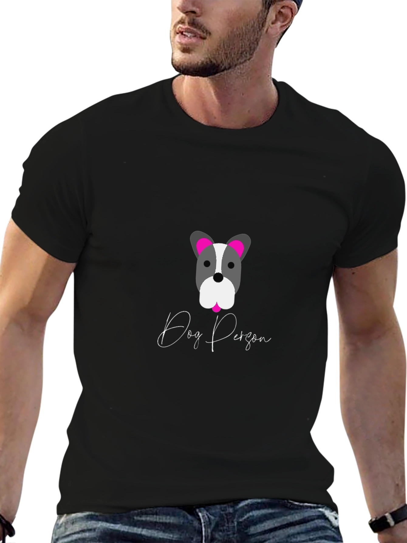 Black Dog Person Graphic Tee - Stylish & Comfy Black T-Shirt view 6