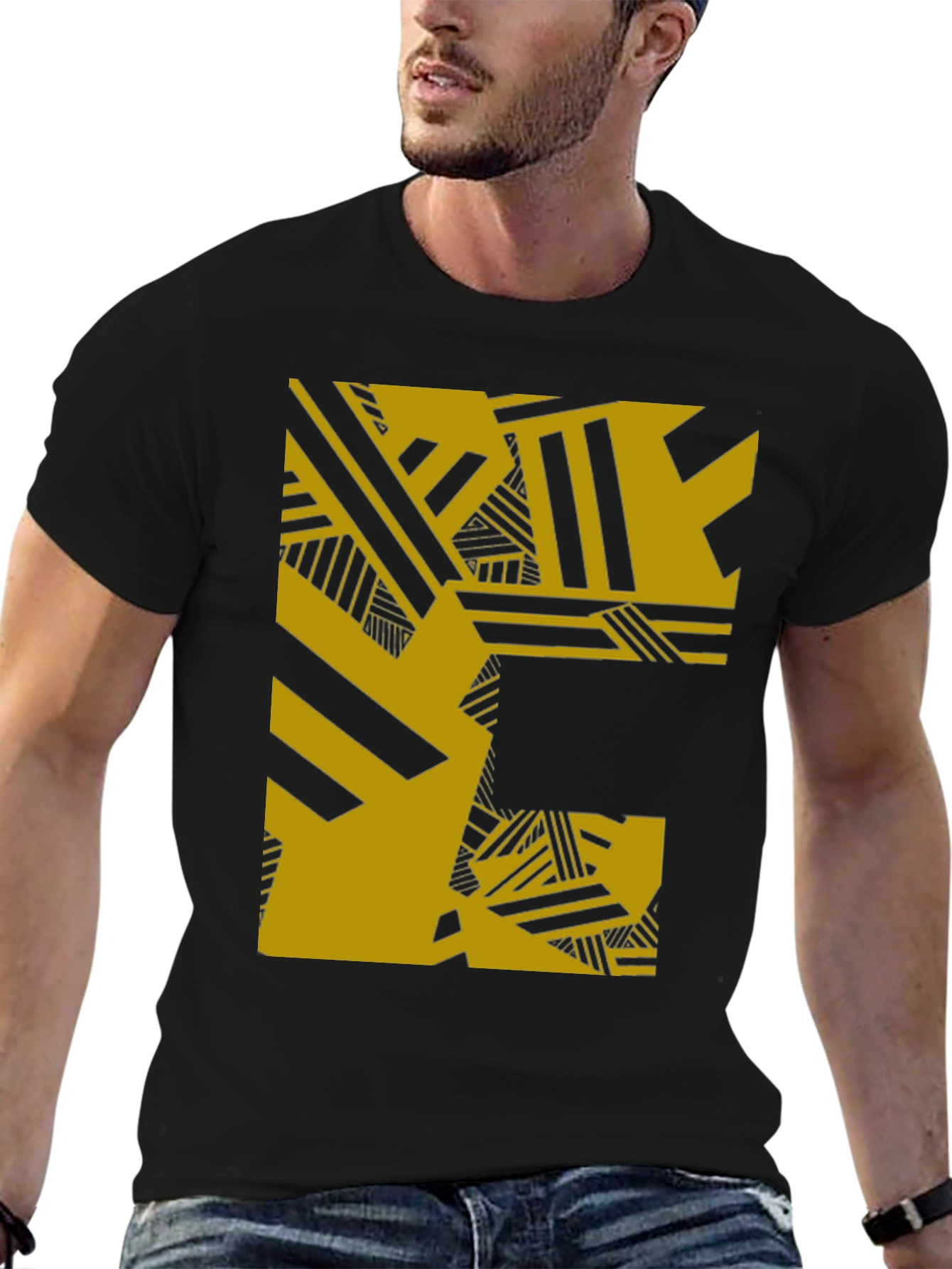 Black Abstract Graphic Tee - Black view 6
