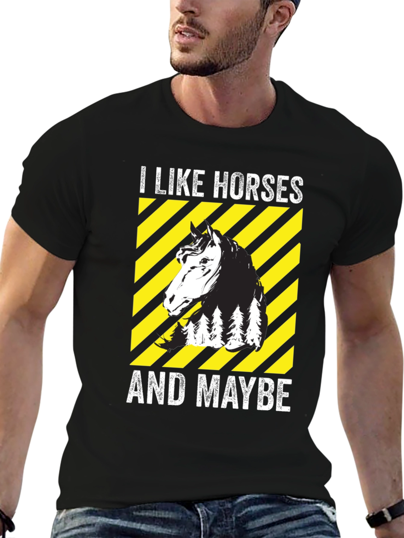 Black I Like Horses And Maybe T-Shirt view 6
