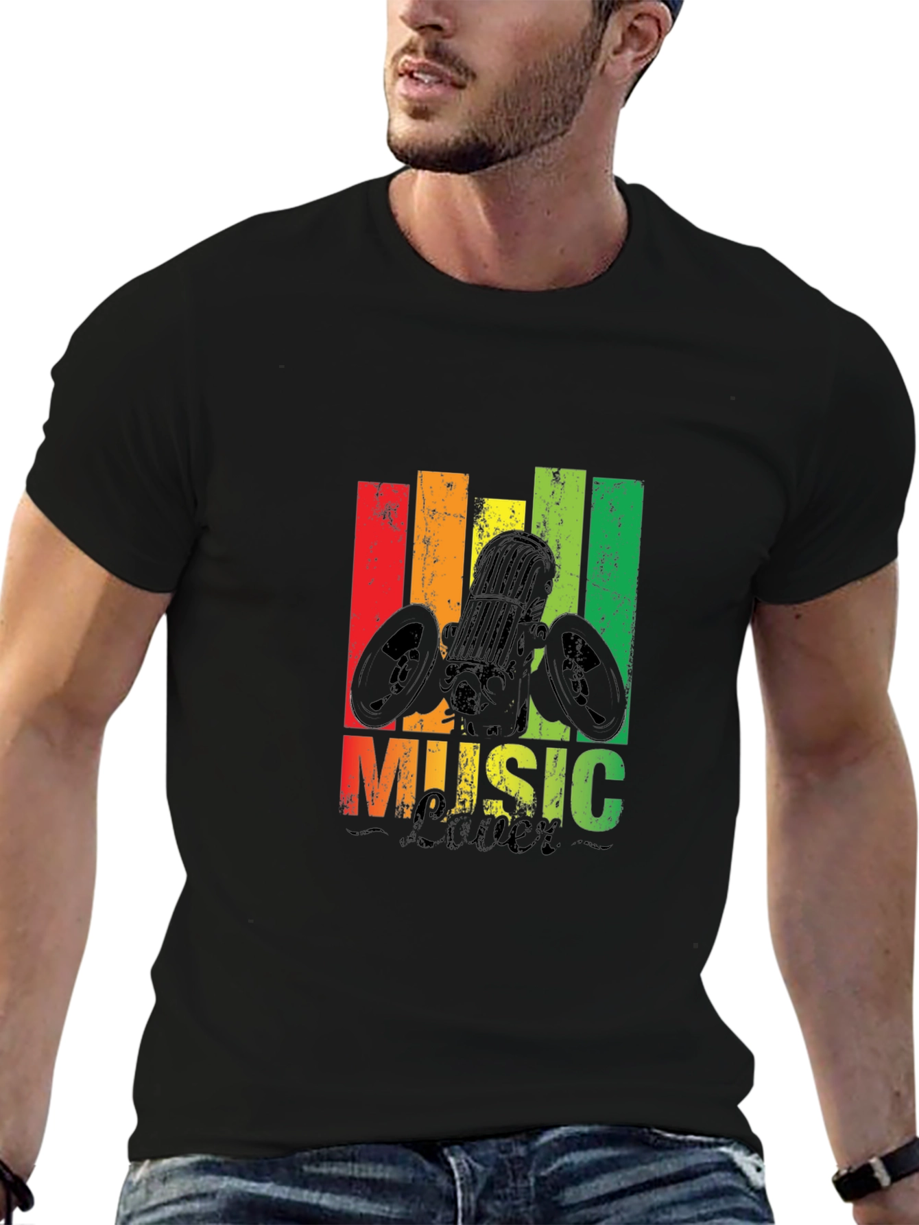 Black Rasta Music Lover T-Shirt view 6