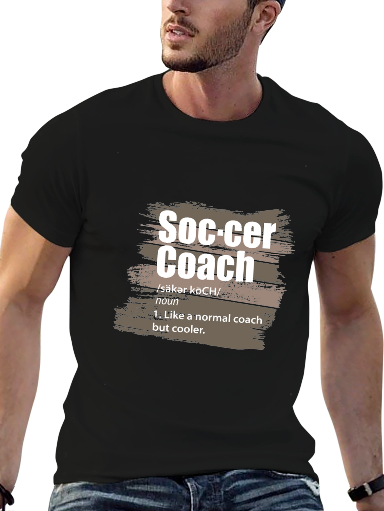 Black Soccer Coach Definition T-Shirt view 6