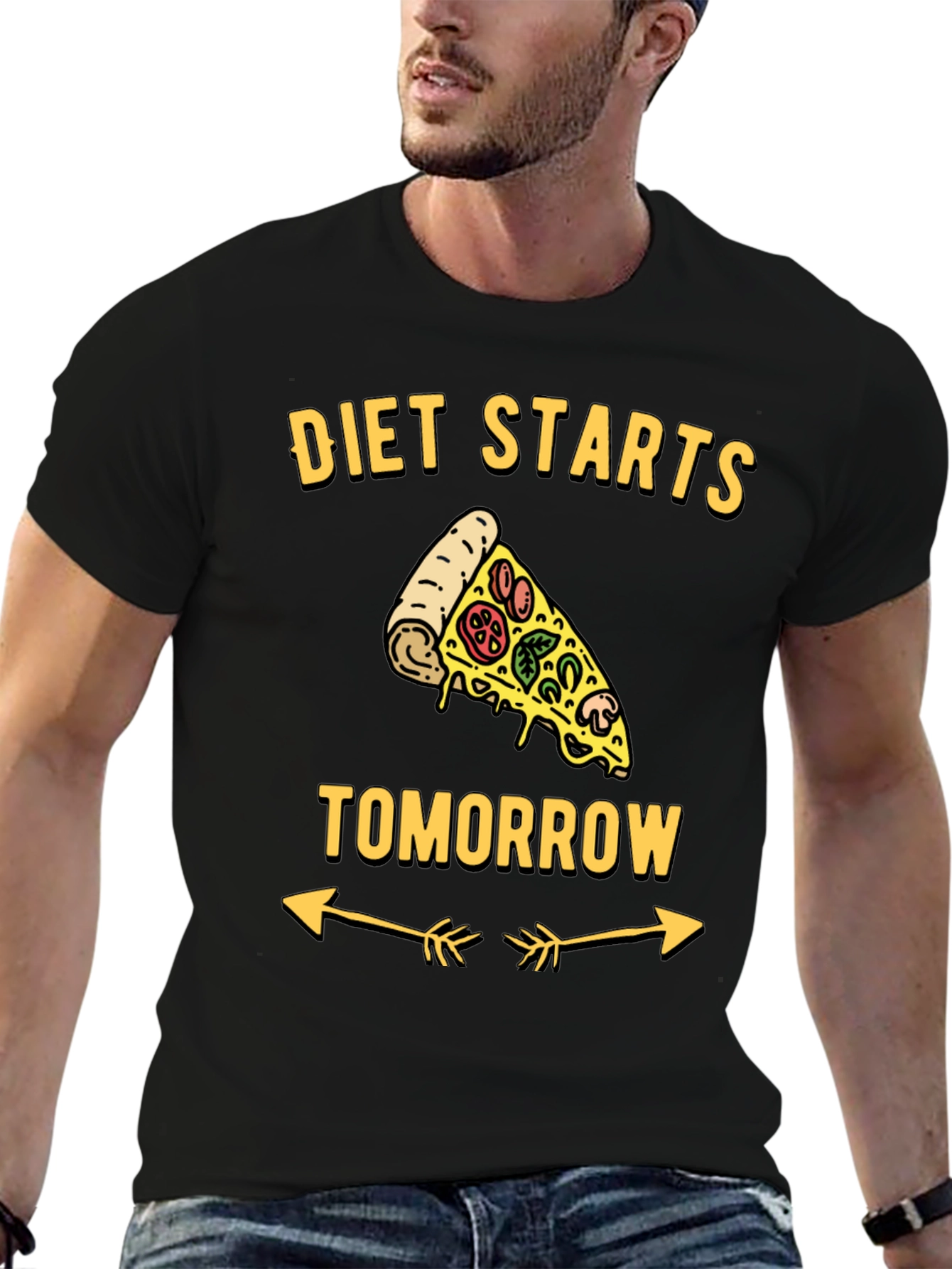 Black Diet Starts Tomorrow Black T-Shirt view 6