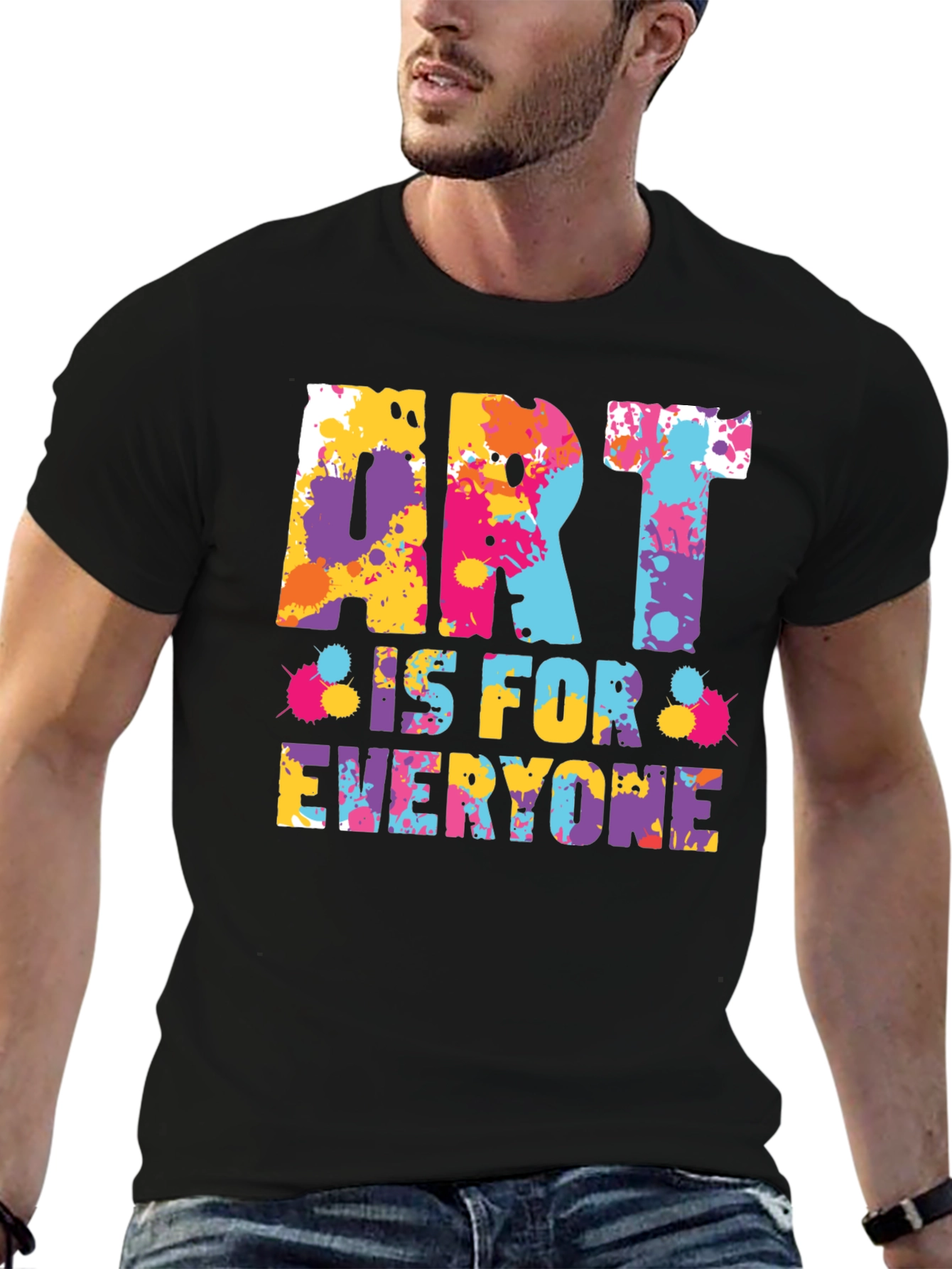 Black Art is For Everyone T-Shirt - Colorful Paint Splatter Design view 6