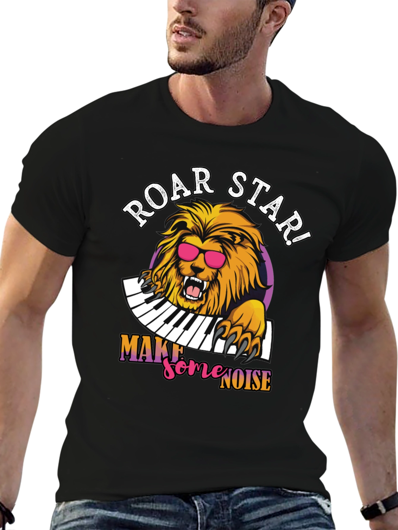 Black Roar Star Lion Graphic Tee - Rock Your Style! view 6