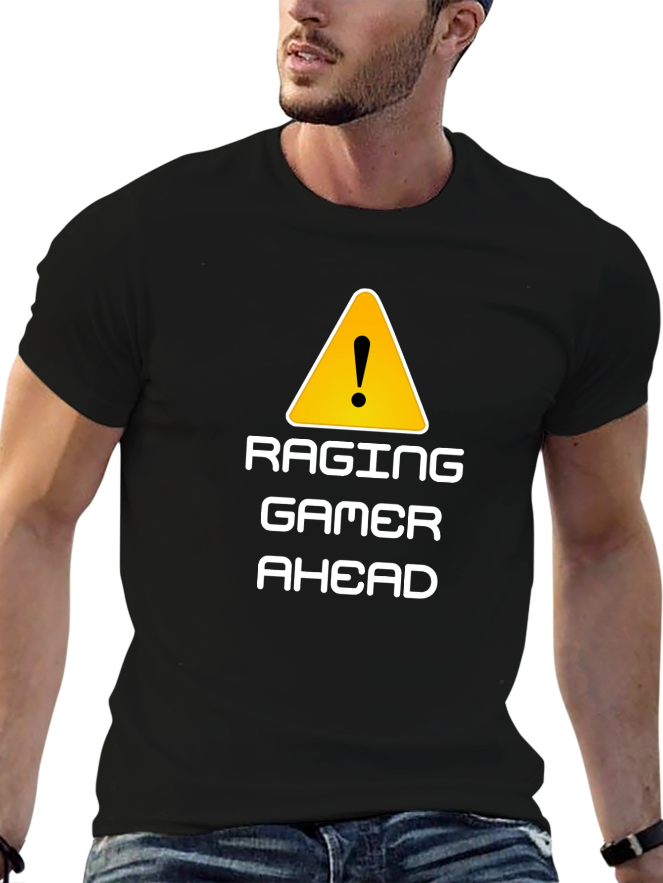 Black Raging Gamer Ahead Black Graphic Tee view 6
