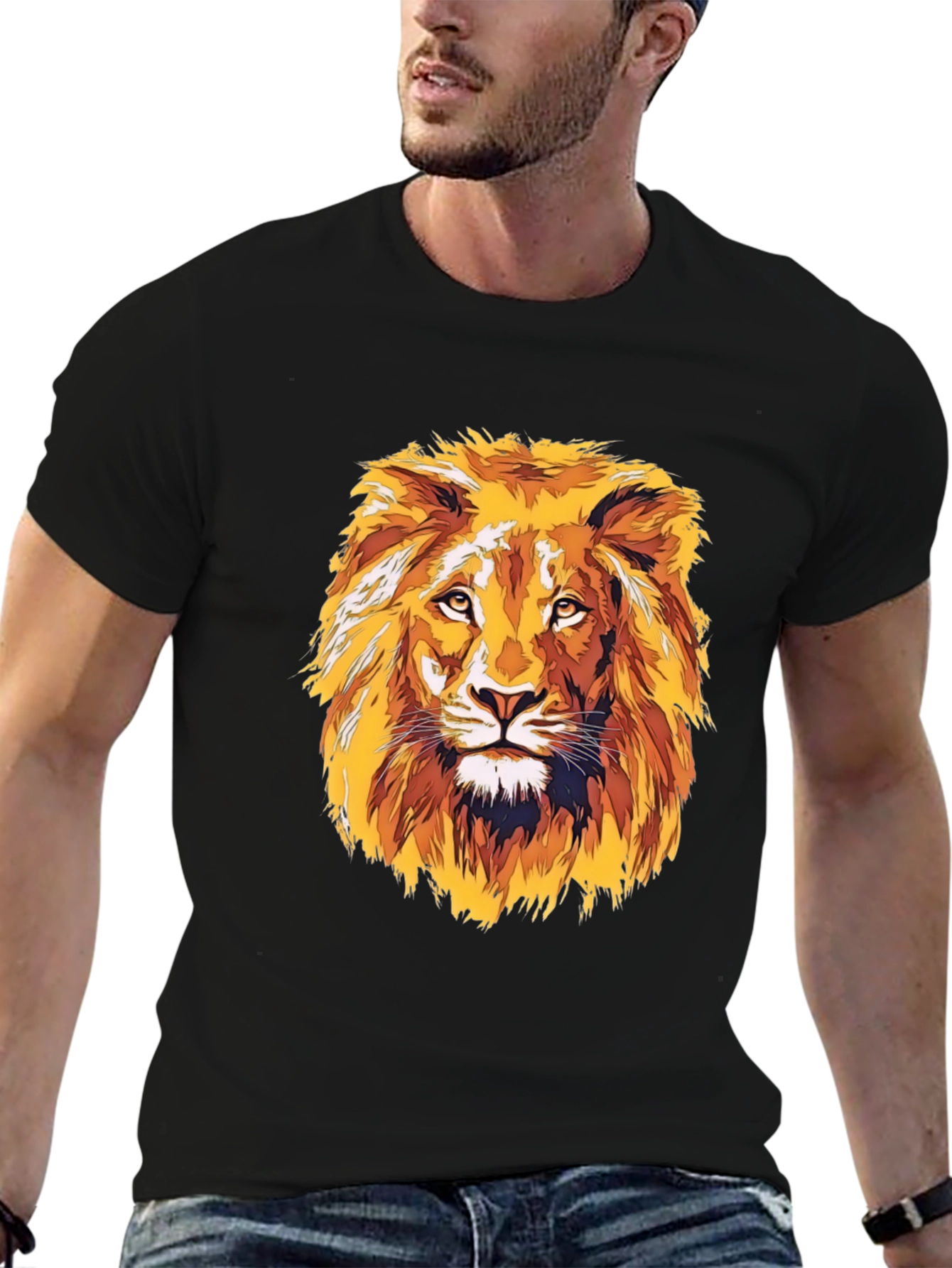 Black Lion Graphic T-Shirt - Bold Artistic Print view 6