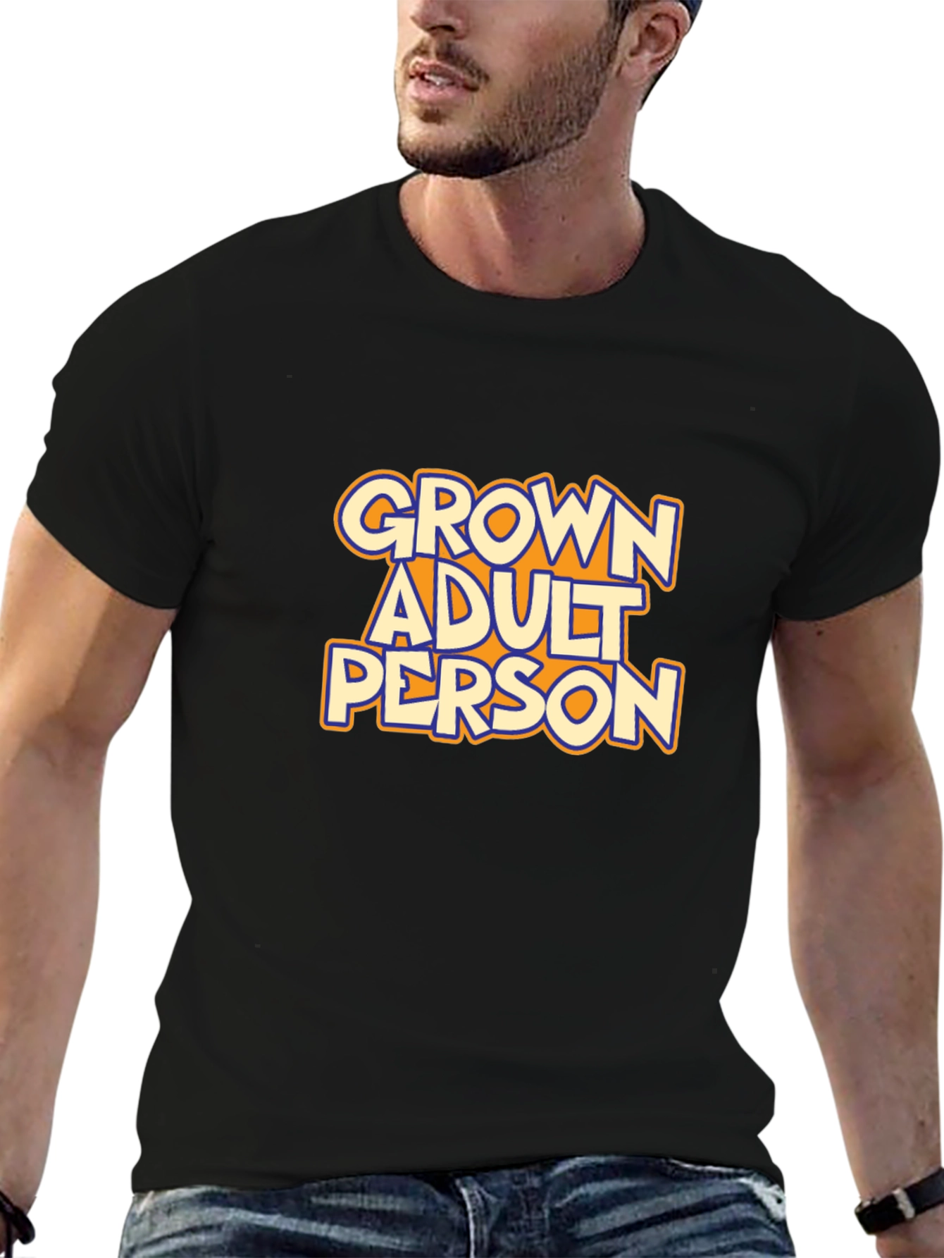 Black Grown Adult Person Graphic T-Shirt view 6