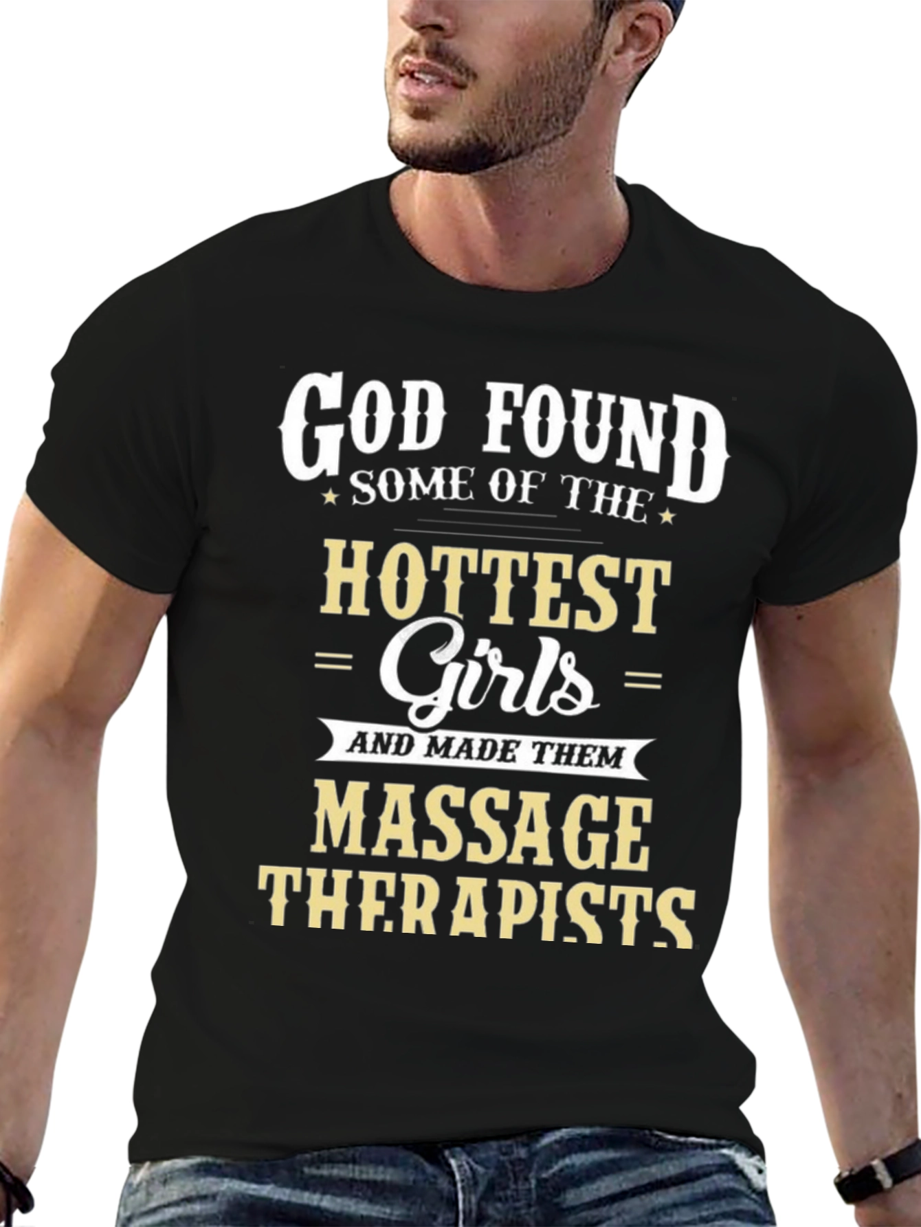 Black God Found Massage Therapists Graphic T-Shirt view 6
