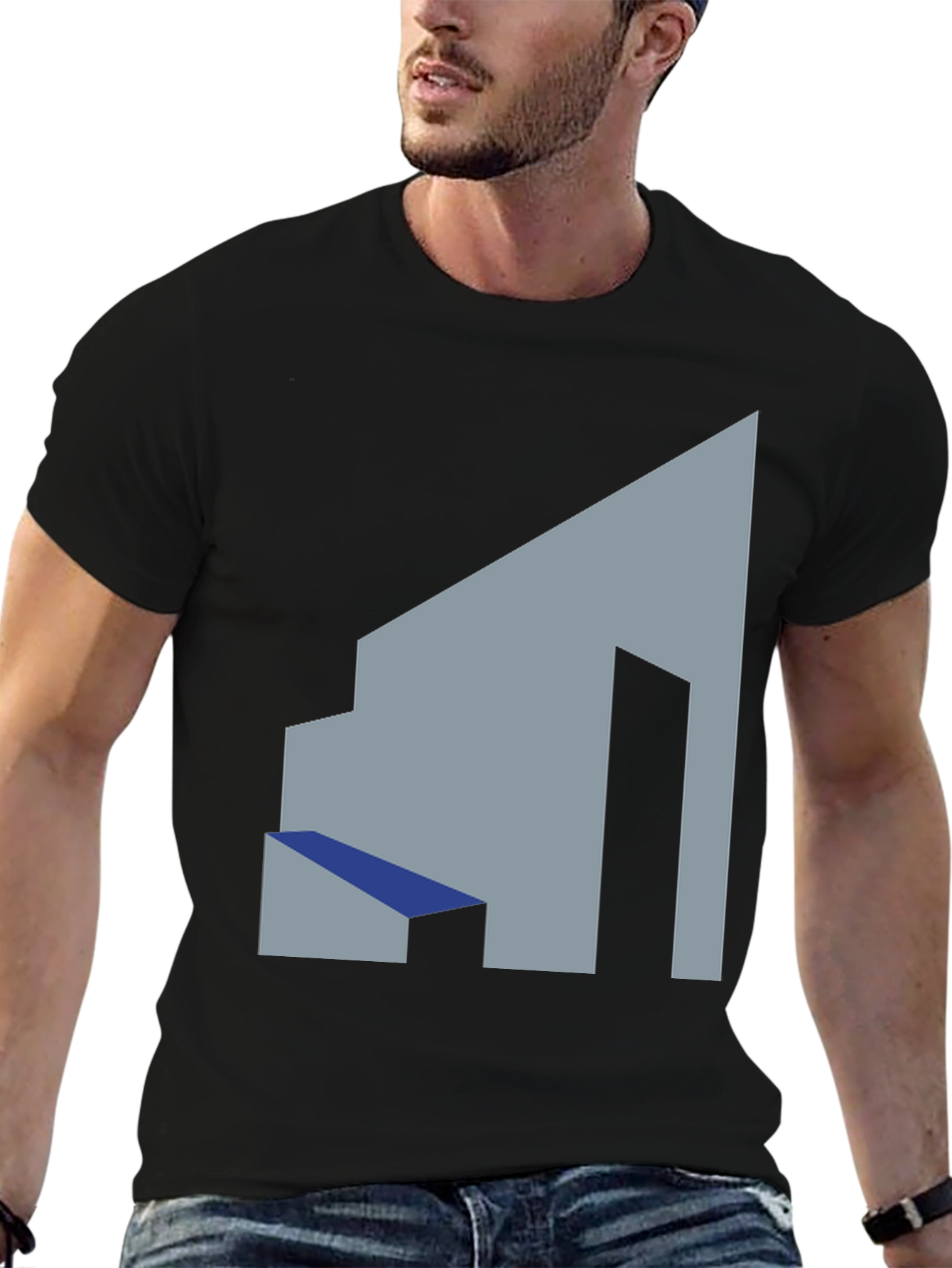 Black Abstract Building Graphic Tee - Modern Style view 6