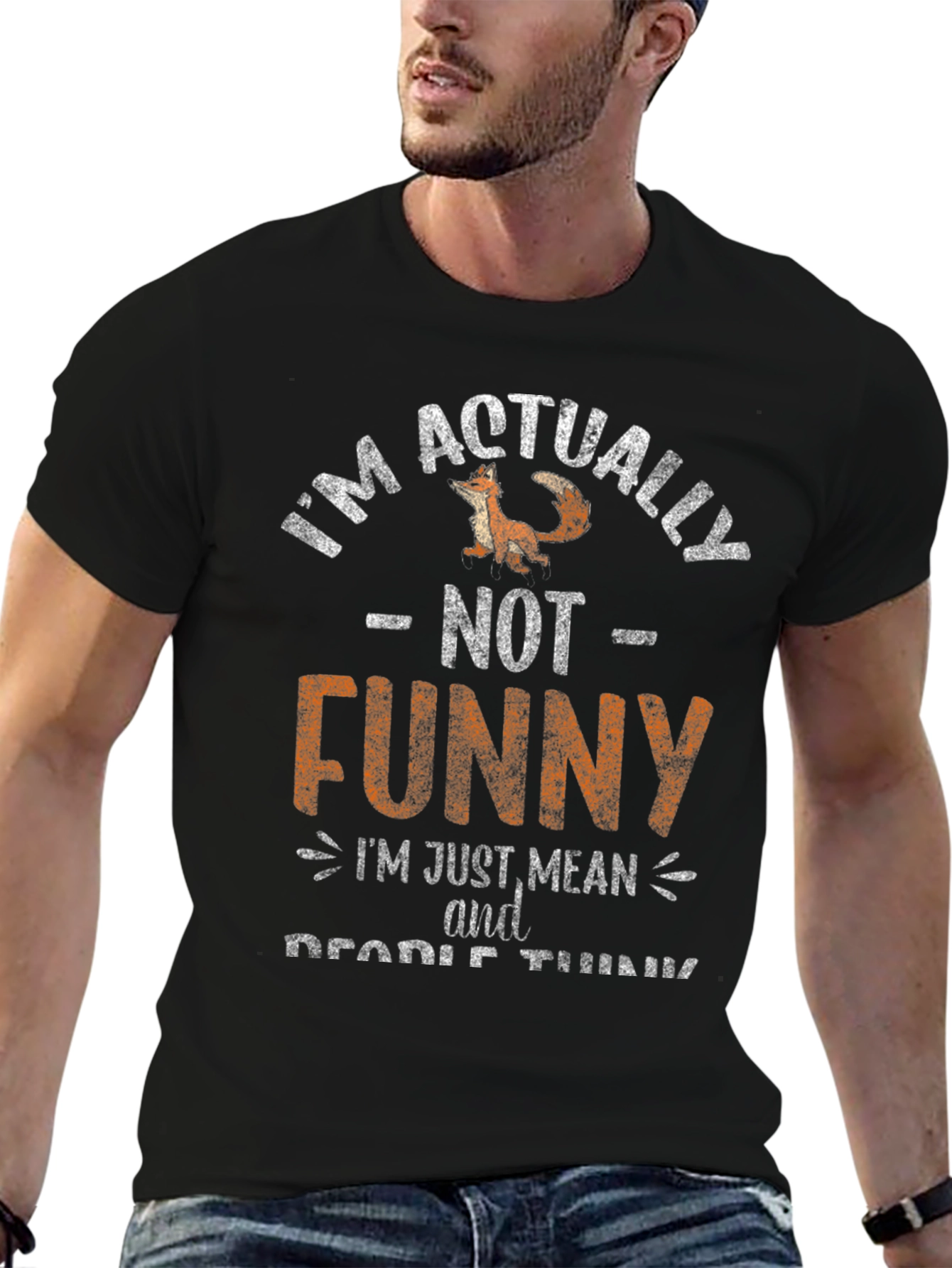 Black Funny T-Shirt: I'm Actually NOT Funny, I'm Just Mean view 6
