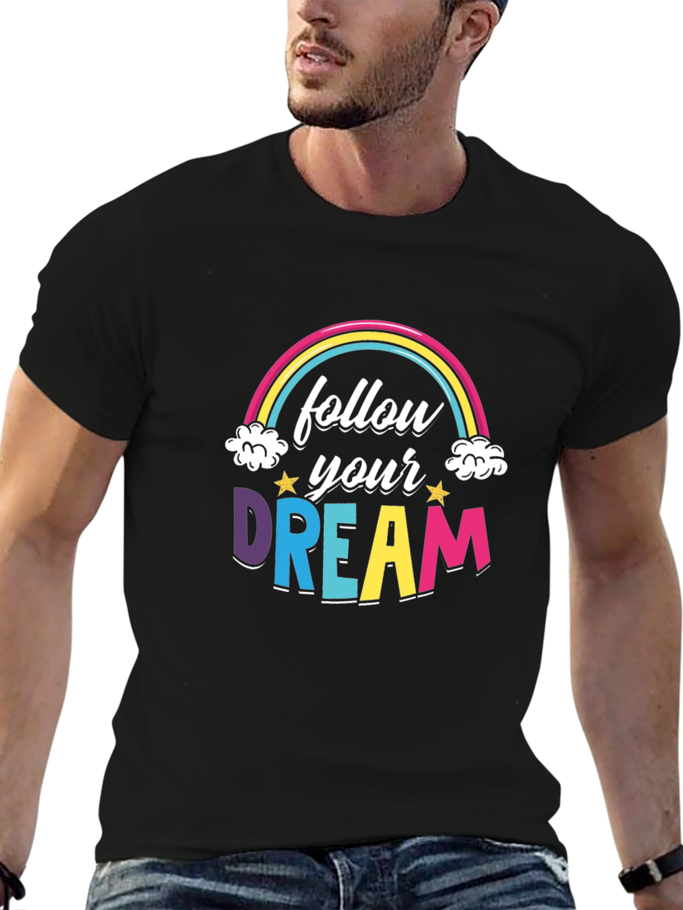 Black Follow Your Dream Graphic Tee - Unisex view 6