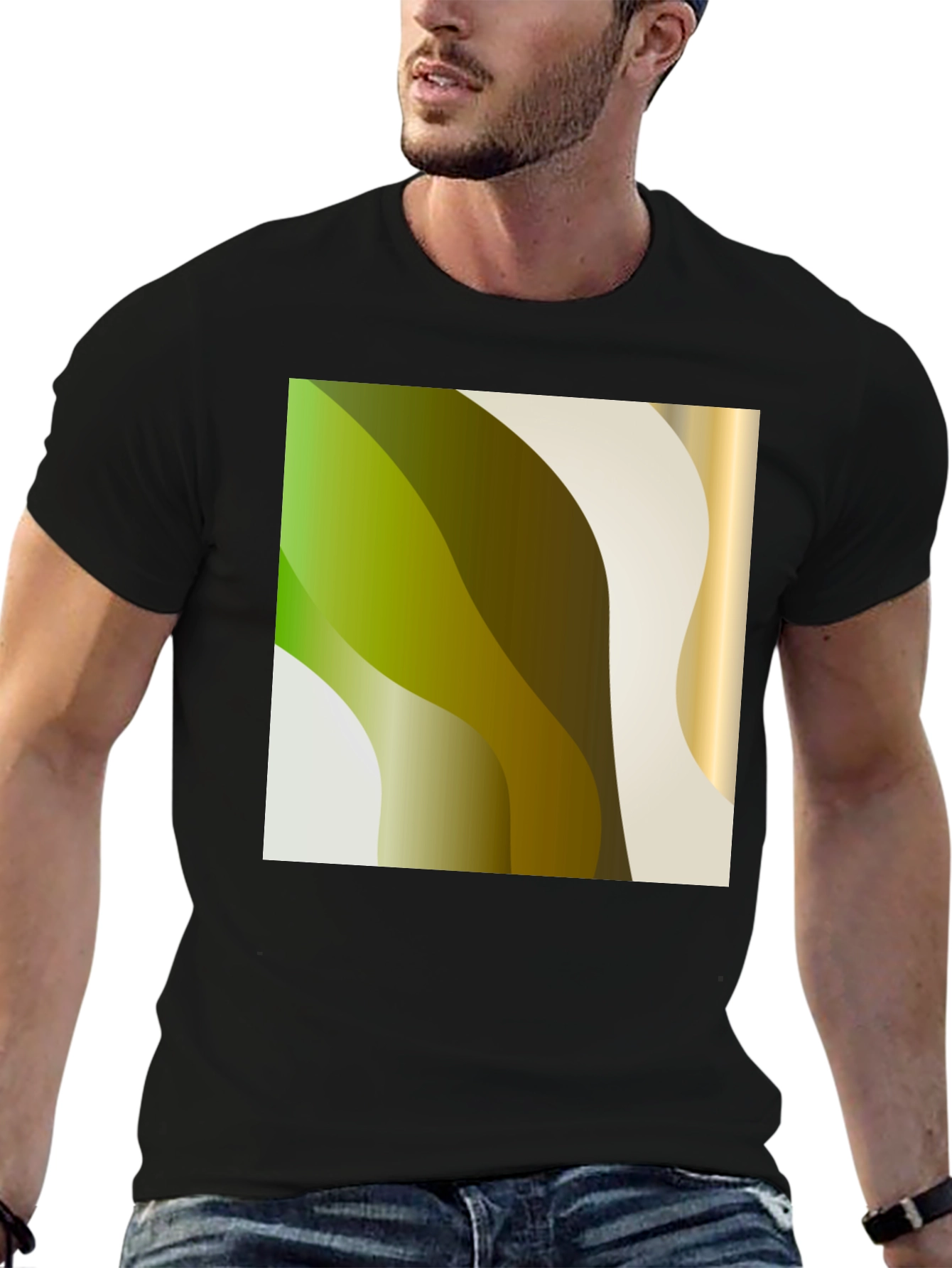 Modern Abstract Wave Graphic Tee - Black - 6