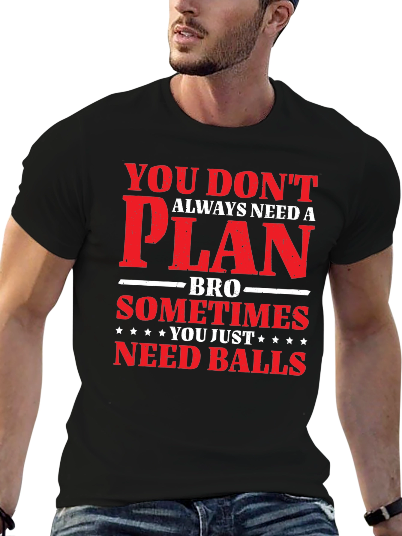 Black You Don't Need a Plan T-Shirt, Mens Graphic Tee view 6