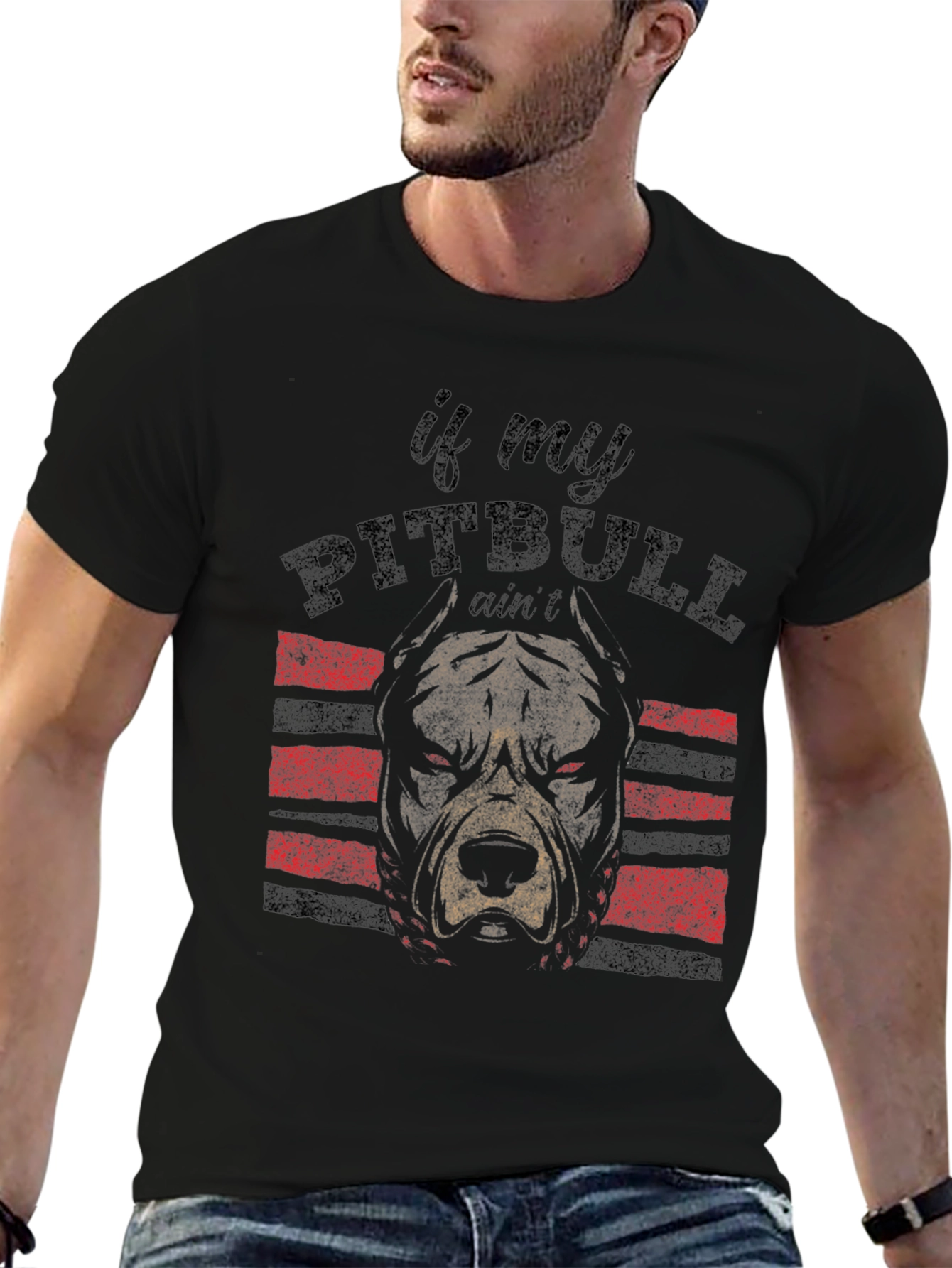 Black Pitbull Graphic T-Shirt - Black view 6