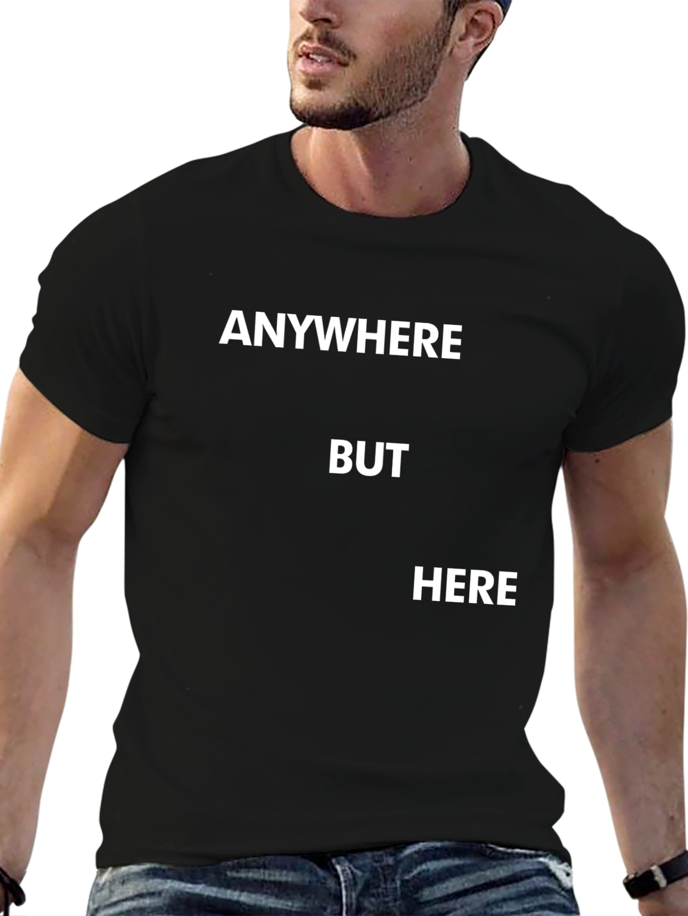 Black Anywhere But Here Black Graphic Tee view 6
