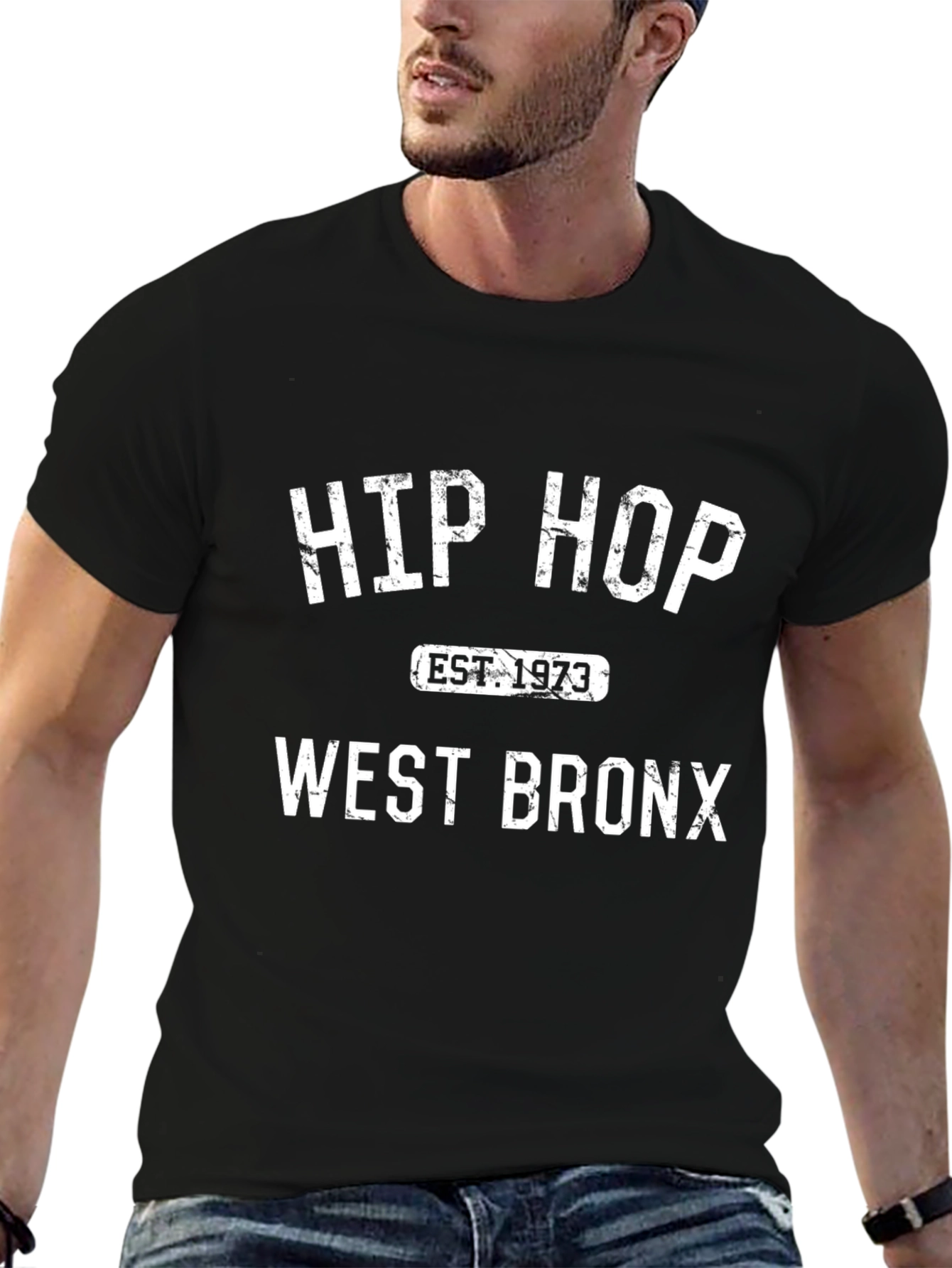 Black Hip Hop West Bronx EST 1973 Black T-Shirt view 6