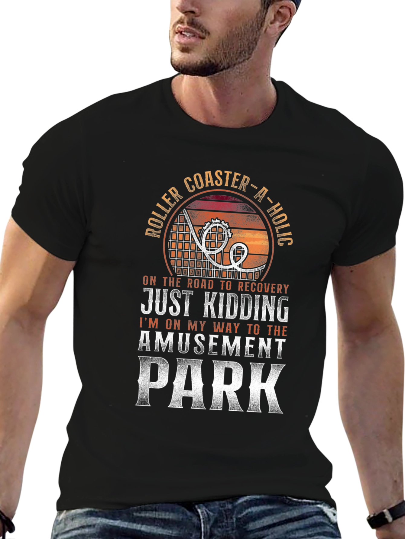 Black Roller Coaster-A-Holic T-Shirt view 6