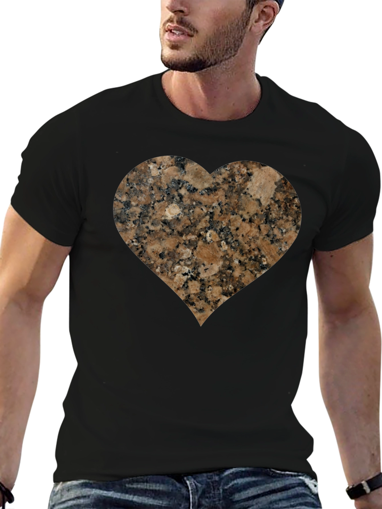 Black Granite Heart Tee - Unique Graphic T-Shirt view 6