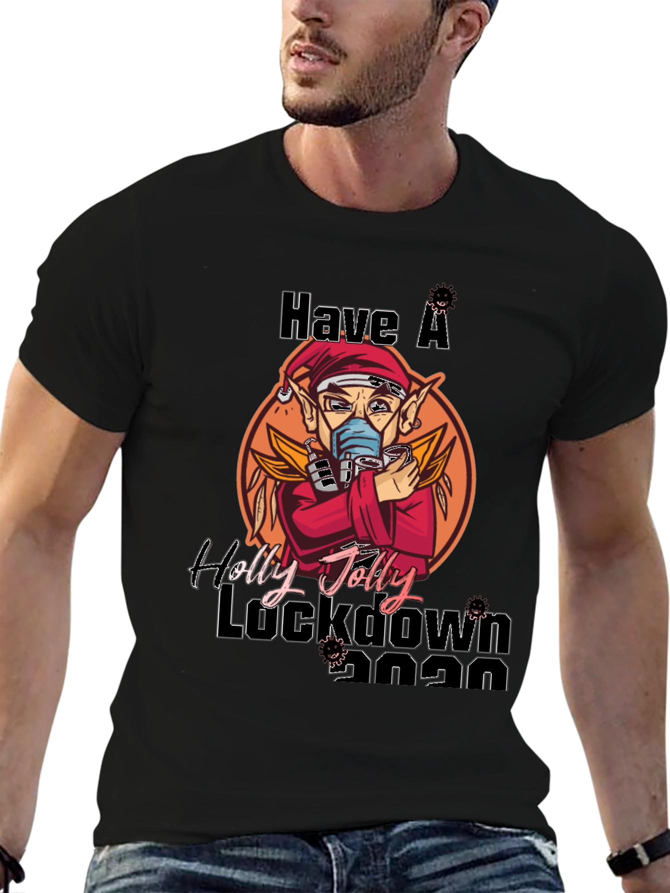 Black Have a Holly Jolly Lockdown 2020 T-Shirt view 6