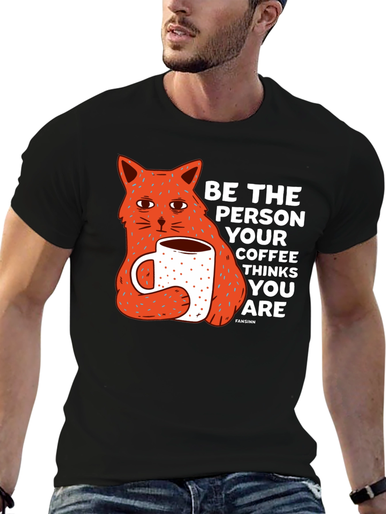Black Cat & Coffee Graphic Tee - Be the Person Your Coffee Thinks You Are view 6