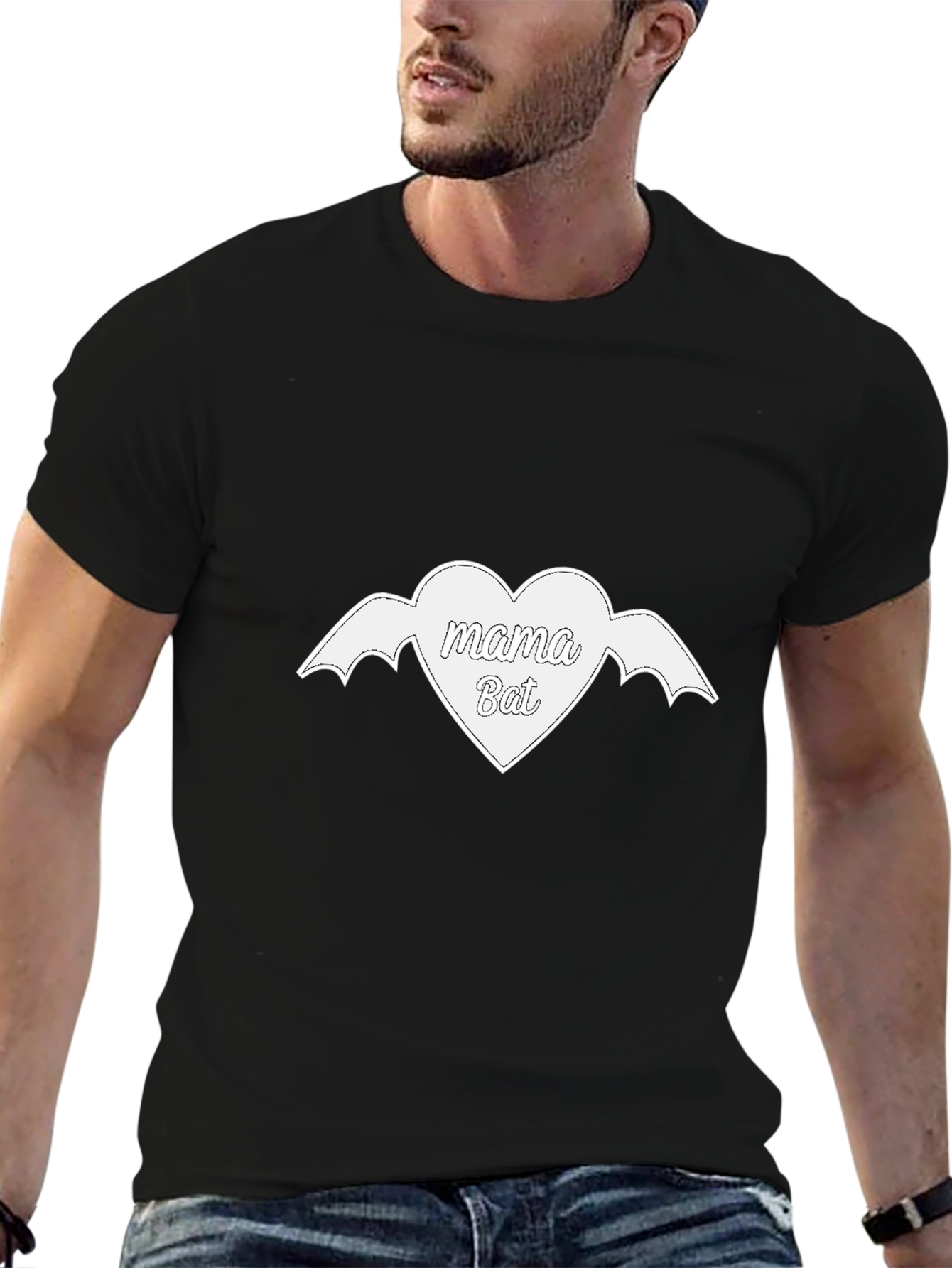 Black Mama Bat Heart Graphic Tee - Black T-Shirt view 6