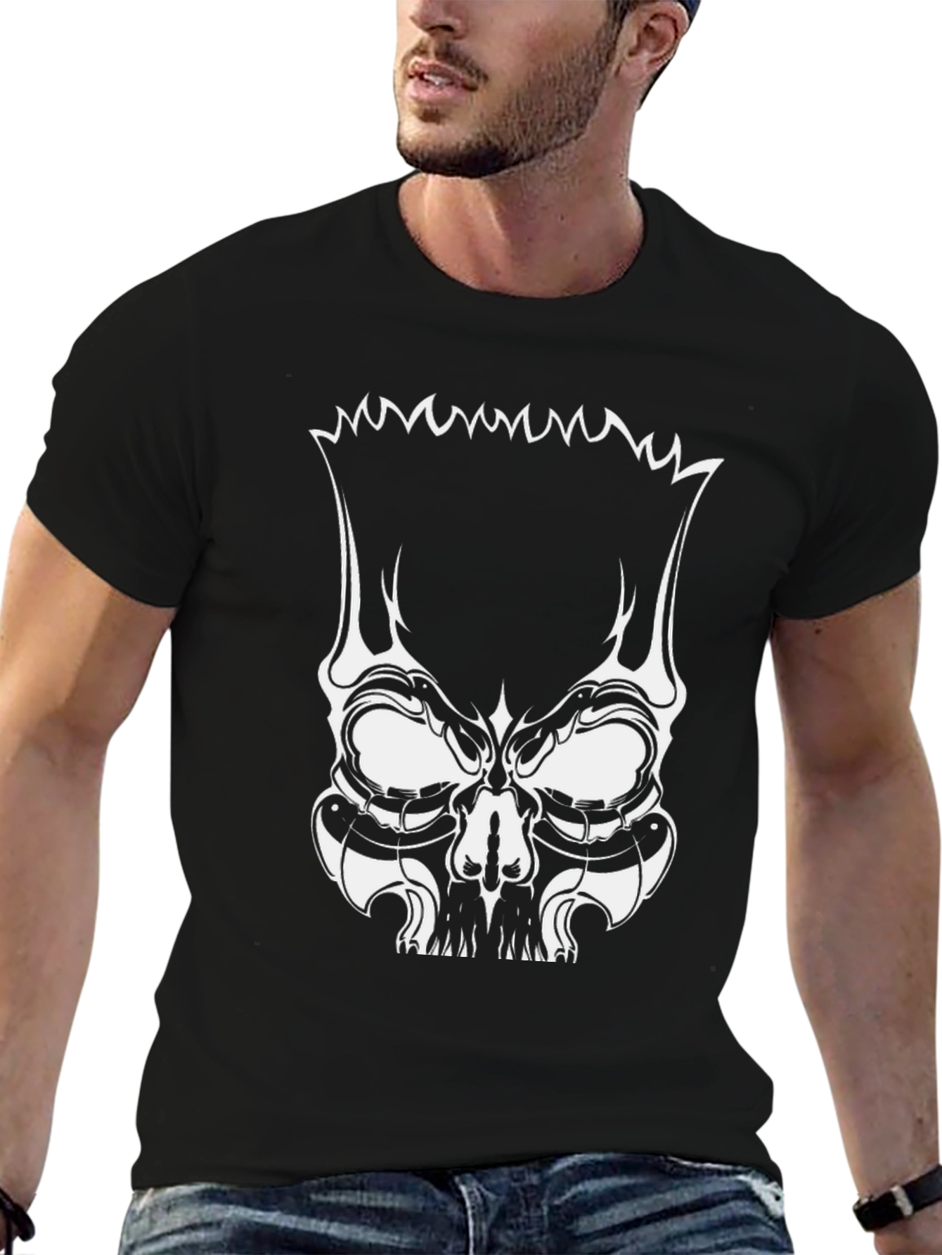 Black Skull Bart Graphic Tee - Mens Black T-Shirt view 6