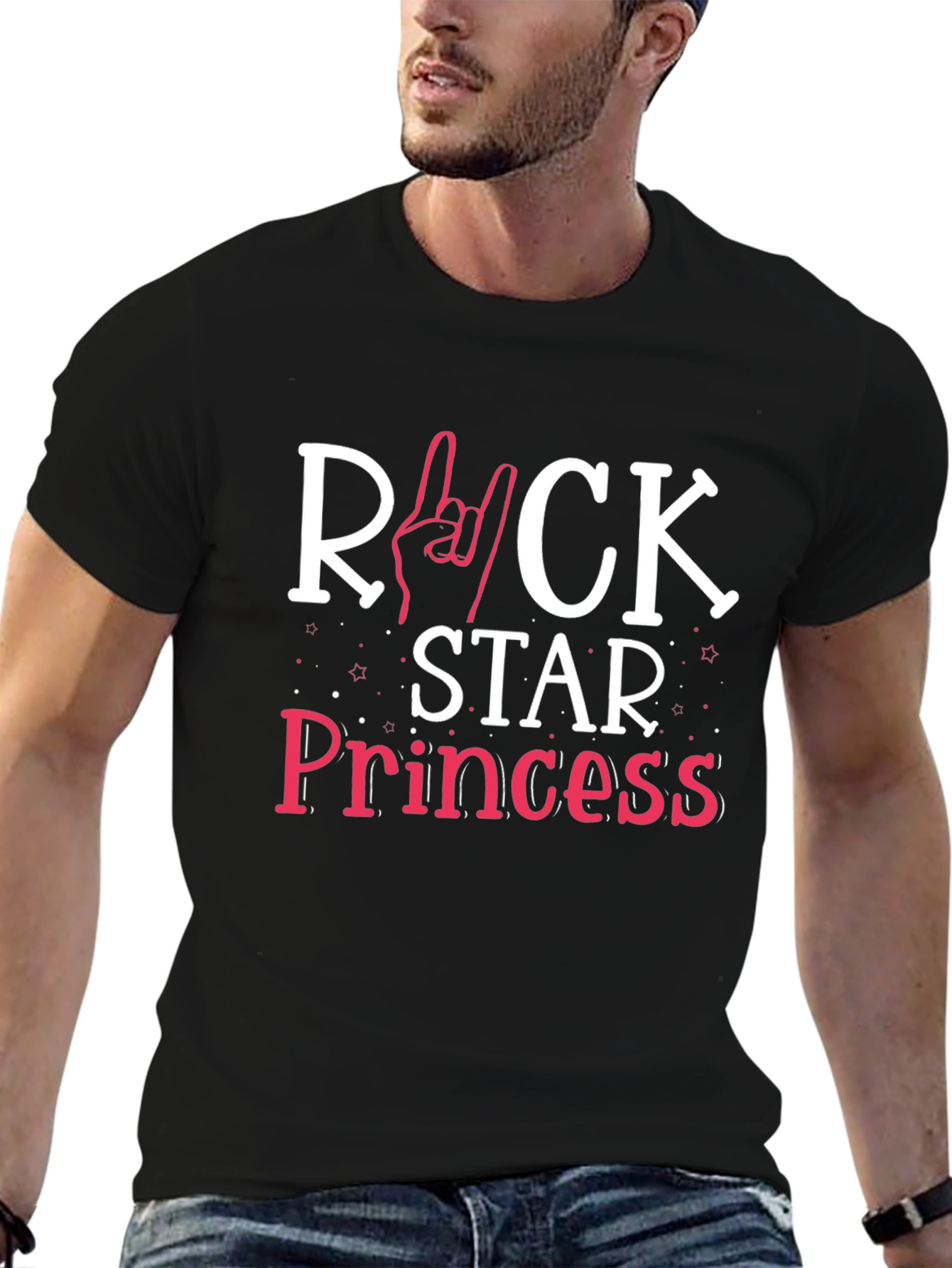 Black Rockstar Princess Graphic T-Shirt - Black Cotton Tee view 6