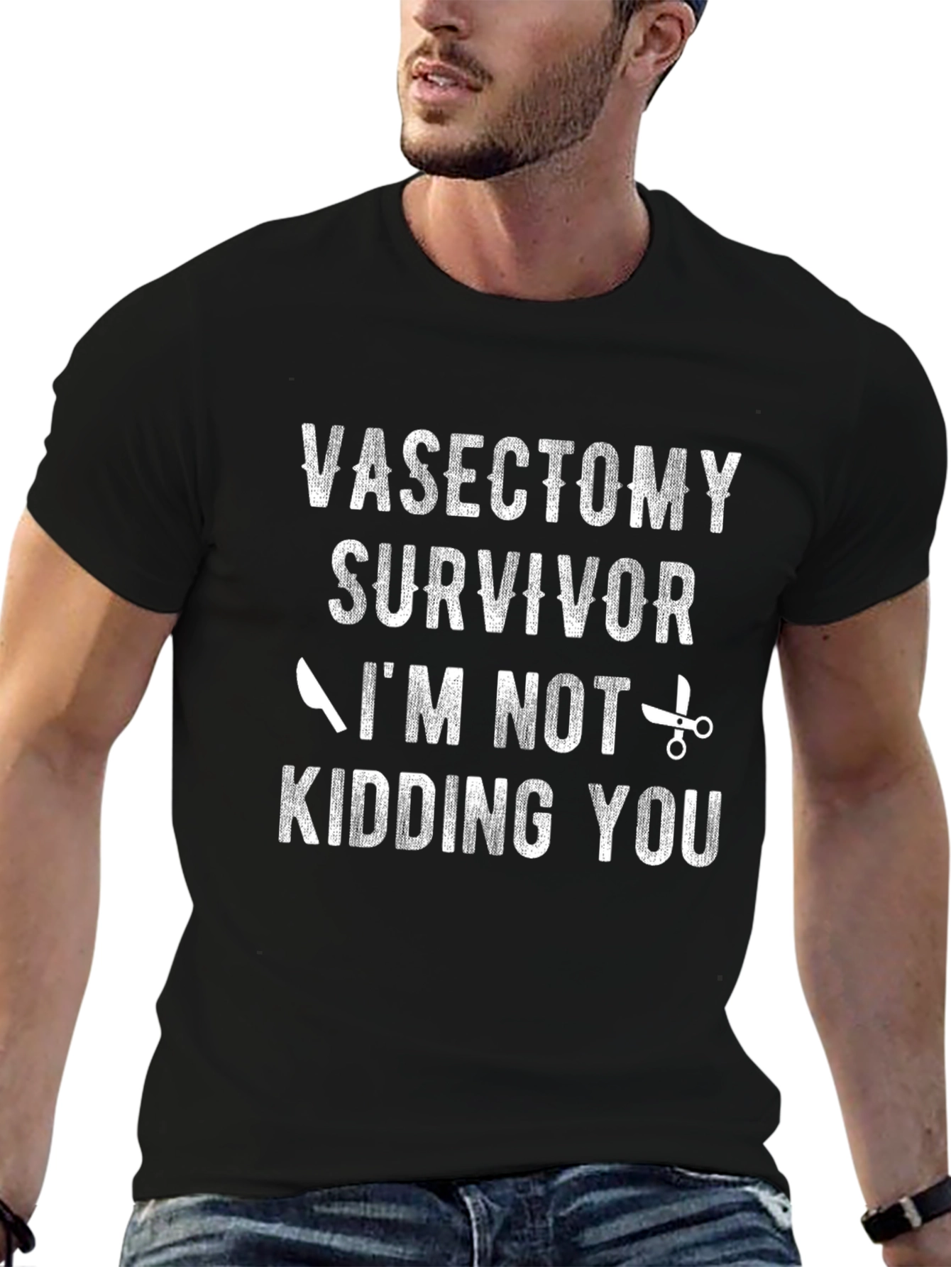 Black Vasectomy Survivor Humor Graphic Tee view 6