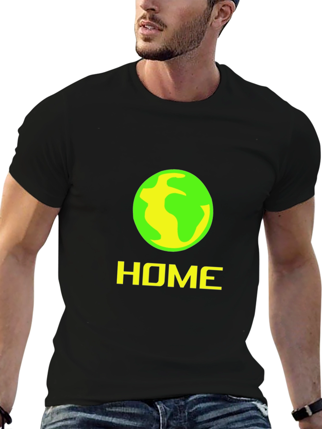 Black Home Planet Graphic Tee - Black Cotton Comfort view 6